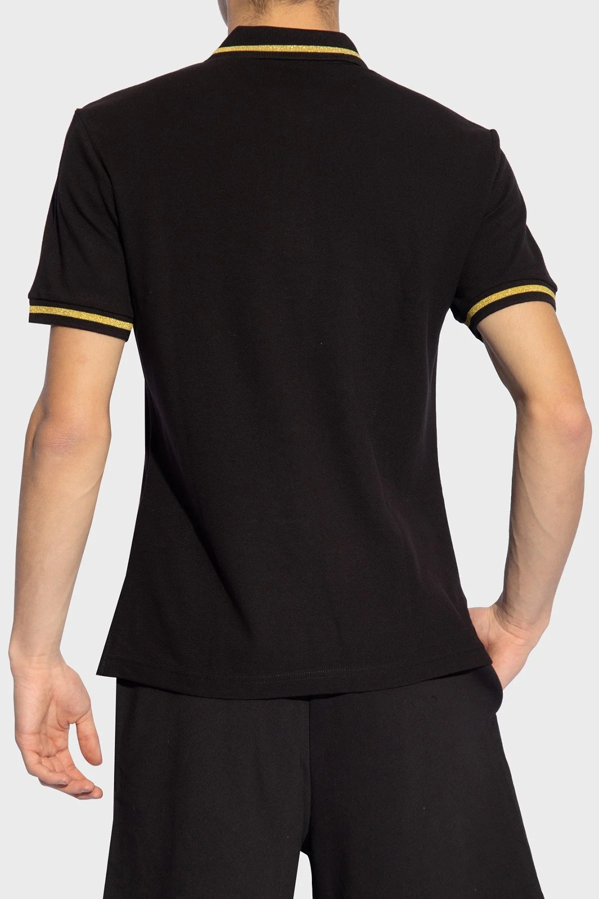 Versace Jeans Couture Logolu Pamuklu Regular Fit Erkek Polo Yaka T Shirt 76GAGT02 CJ01T G89 SİYAH - 3