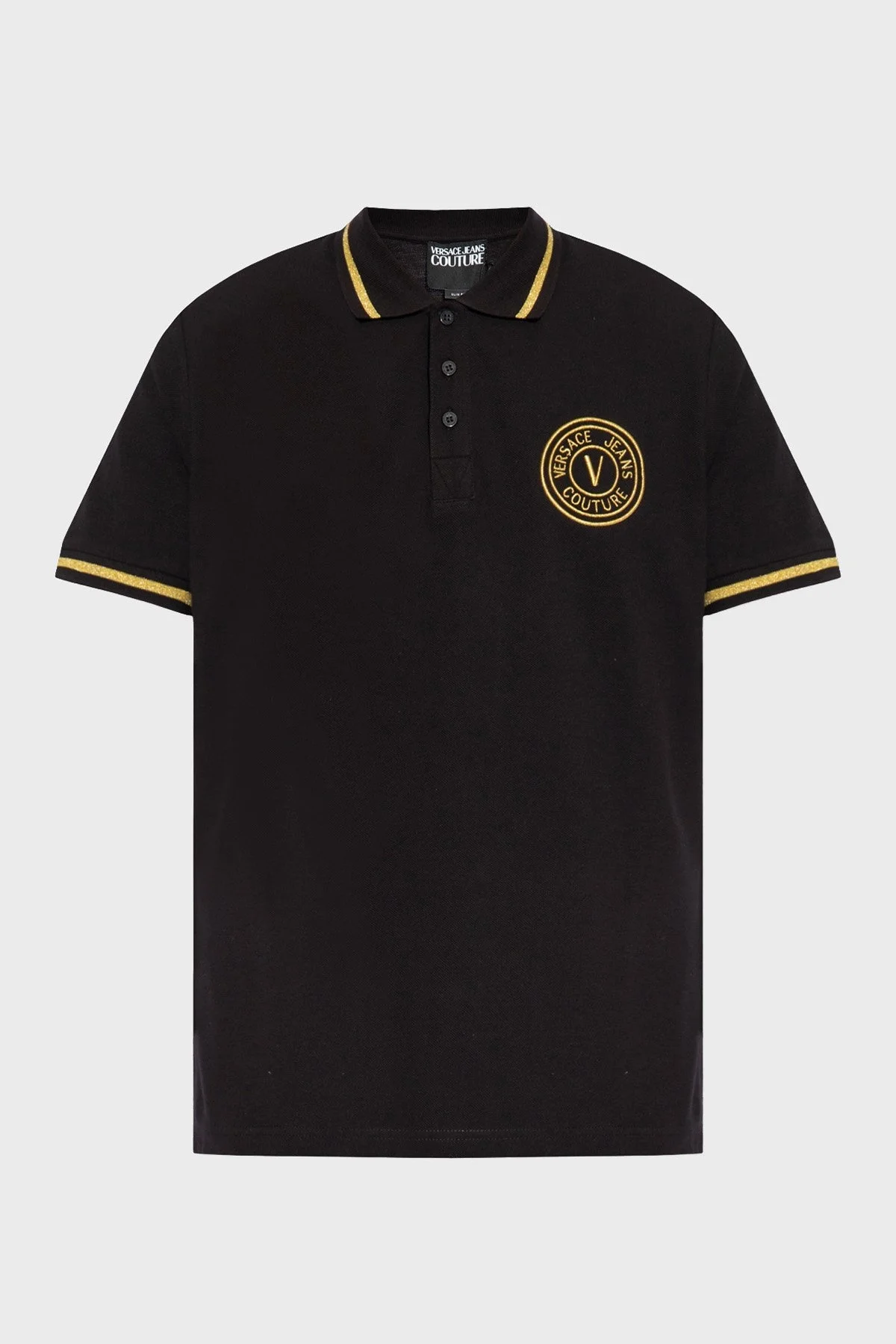 Versace Jeans Couture Logolu Pamuklu Regular Fit Erkek Polo Yaka T Shirt 76GAGT02 CJ01T G89 SİYAH - 5