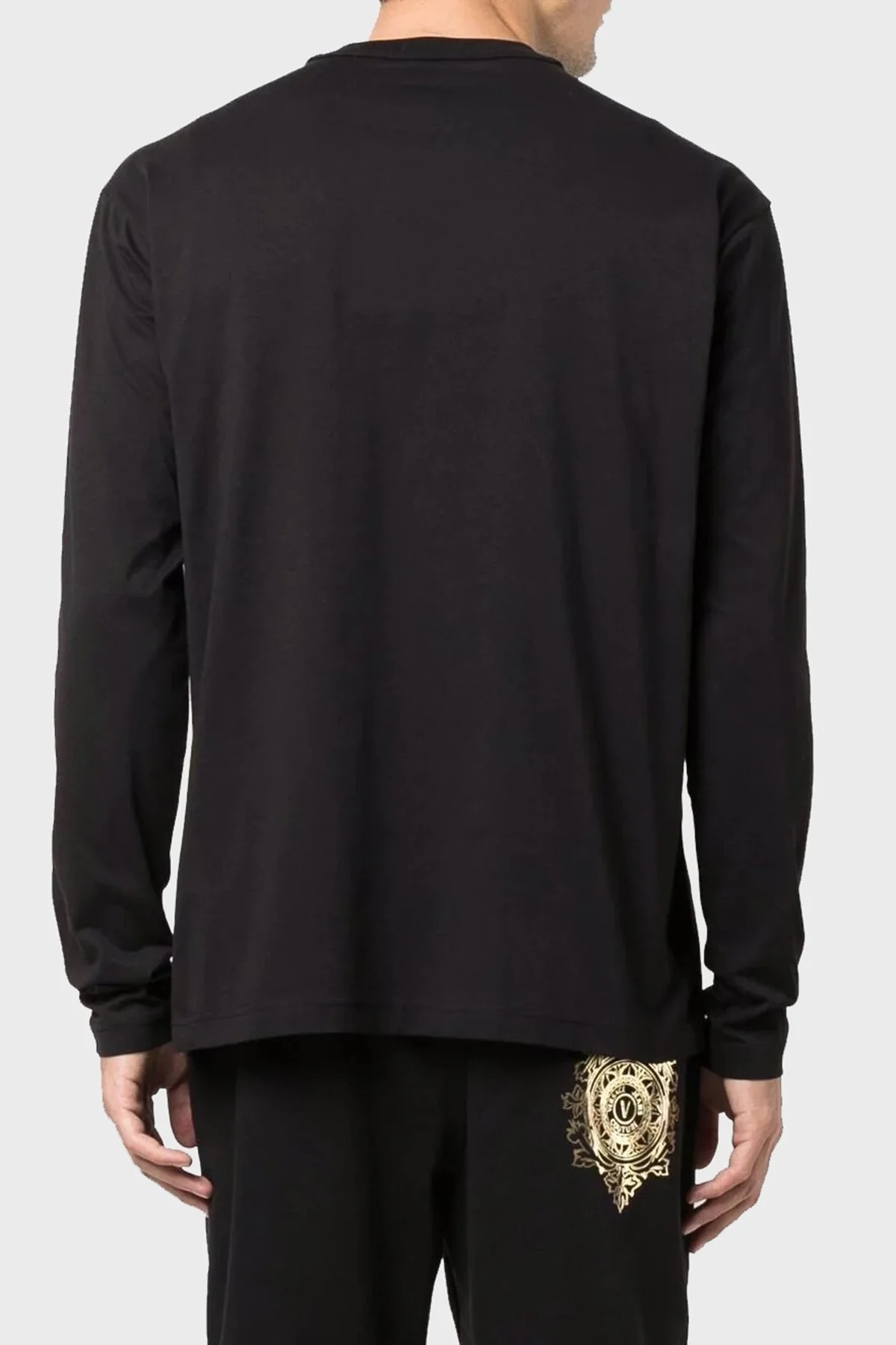 Versace Jeans Couture Logolu Regular Fit Bisiklet Yaka Pamuklu Uzun Kollu Erkek T Shirt 71GAHF06 CJ00F 899 SİYAH - 5