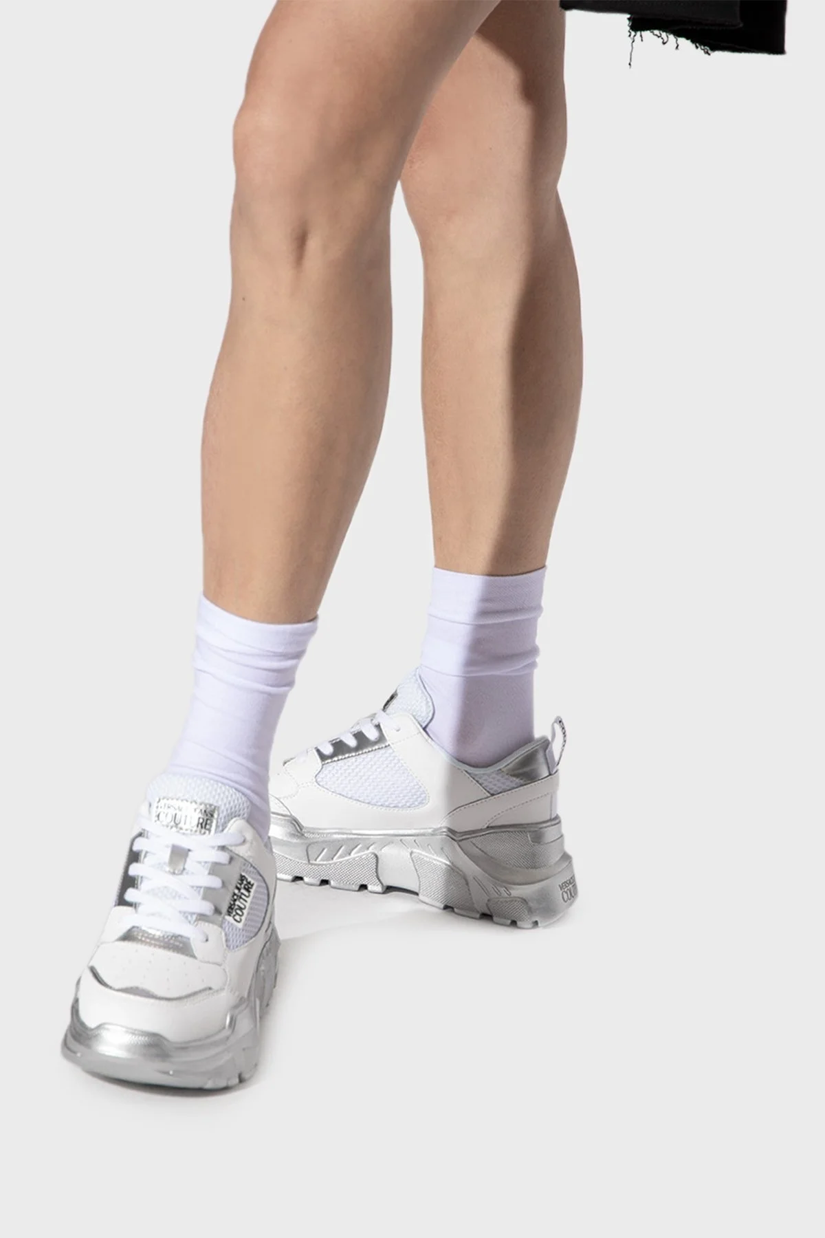 Versace Jeans Couture Logolu Sneaker Bayan Ayakkabı 73VA3SC2 ZP134 LA3 BEYAZ-GRİ - 2