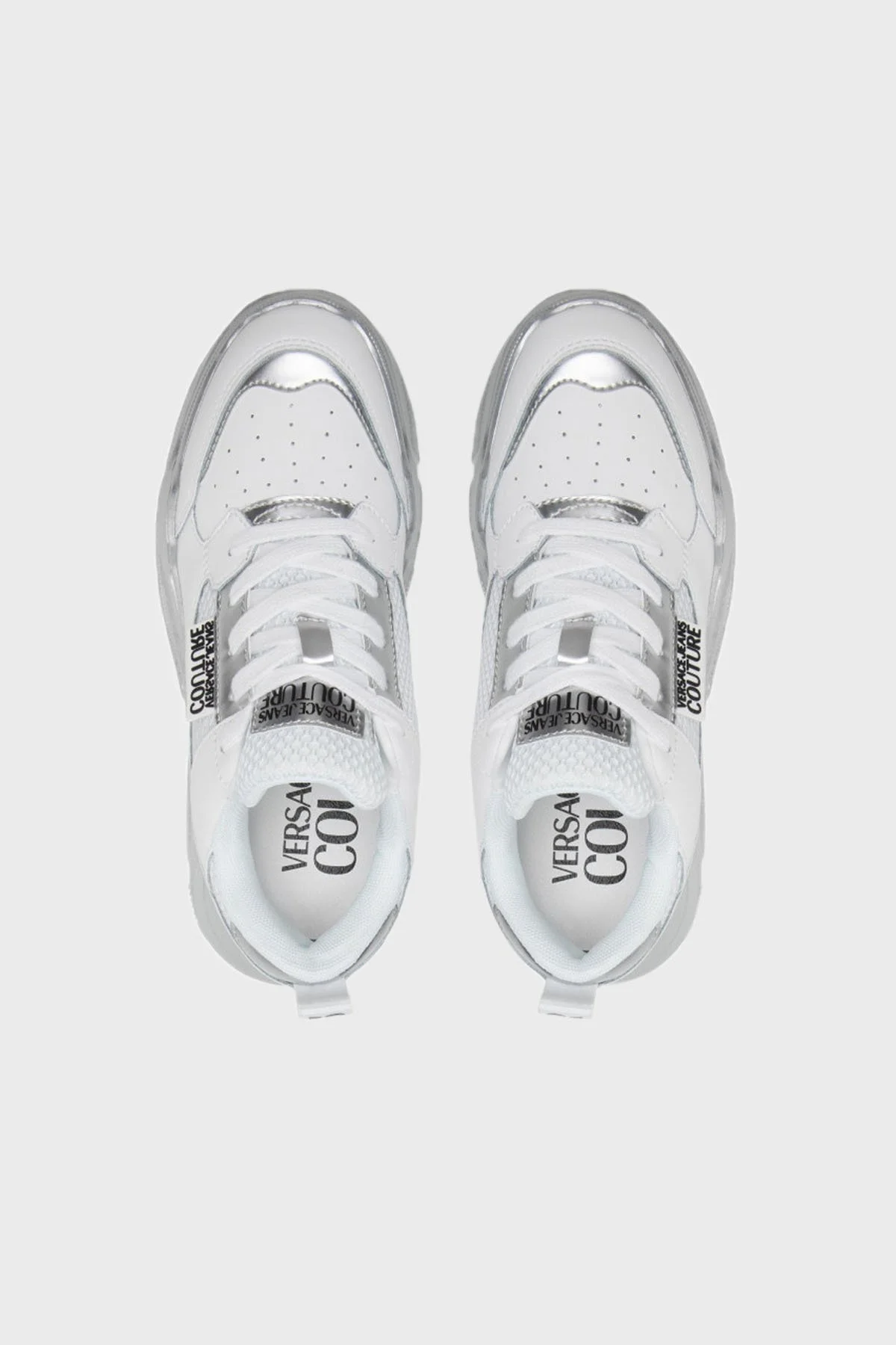 Versace Jeans Couture Logolu Sneaker Bayan Ayakkabı 73VA3SC2 ZP134 LA3 BEYAZ-GRİ - 5