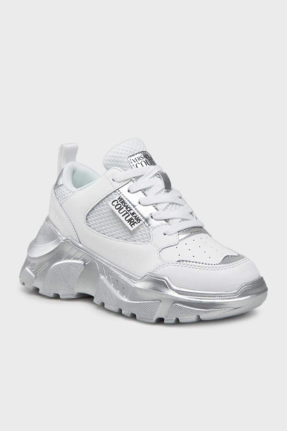 Versace Jeans Couture Logolu Sneaker Bayan Ayakkabı 73VA3SC2 ZP134 LA3 BEYAZ-GRİ - 6