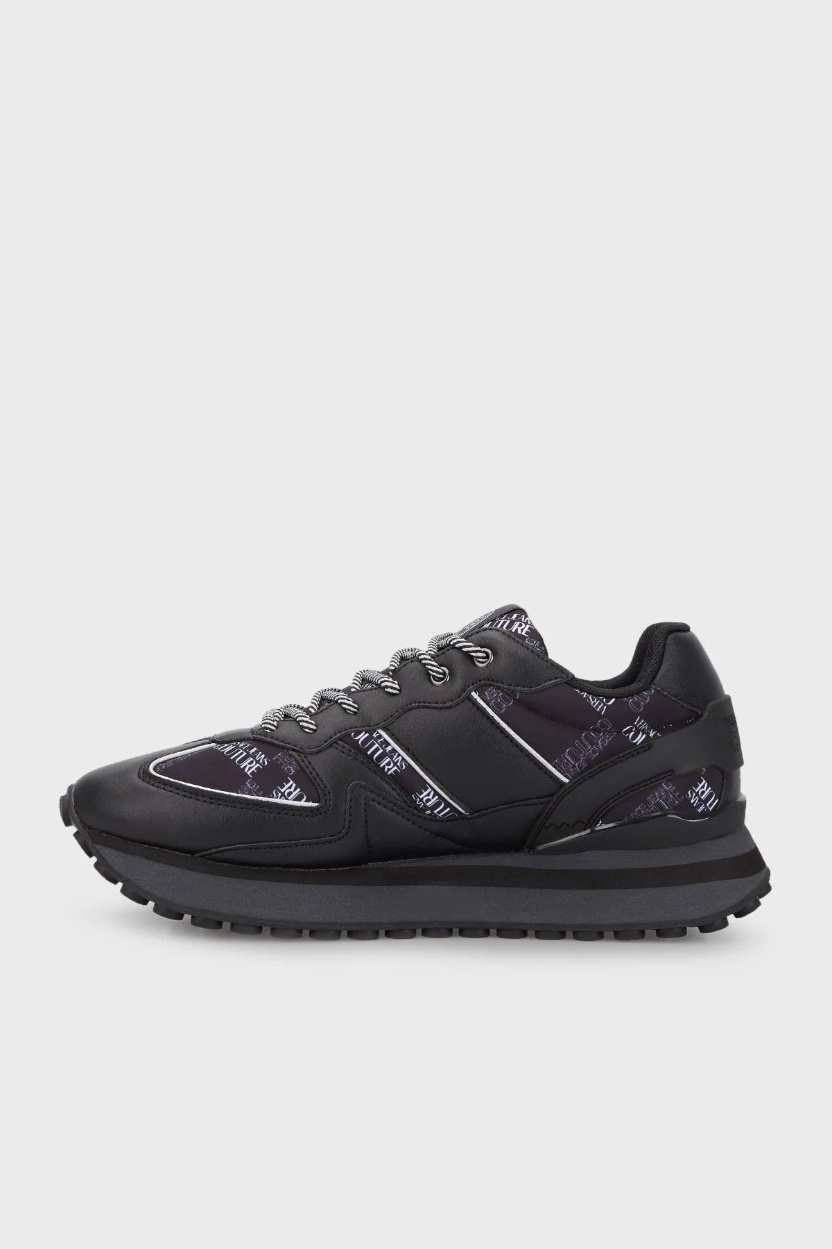 Versace Jeans Couture Logolu Sneaker Erkek Ayakkabı 73YA3SE5 ZP144 899 SİYAH - 2