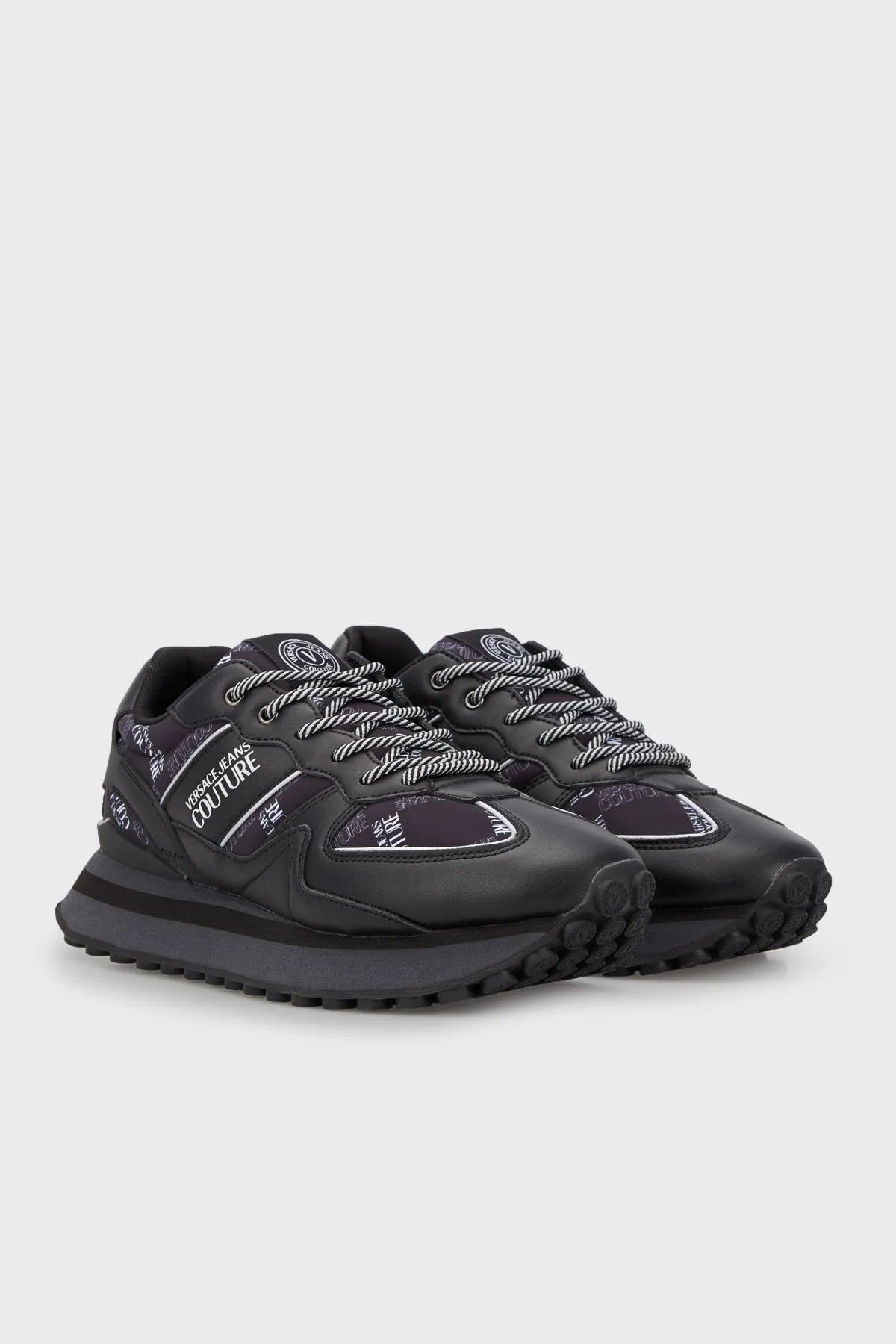 Versace Jeans Couture Logolu Sneaker Erkek Ayakkabı 73YA3SE5 ZP144 899 SİYAH - 3