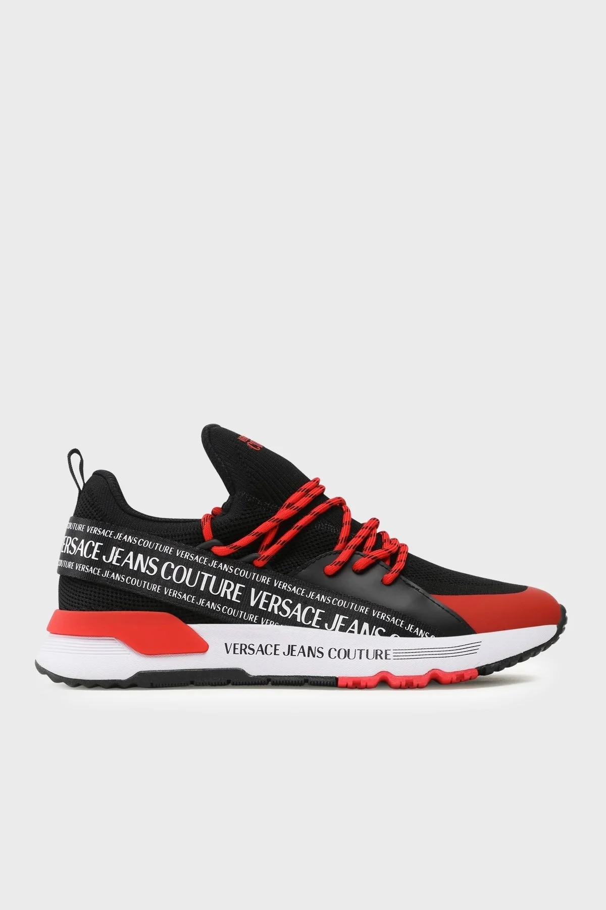 Versace Jeans Couture Logolu Sneaker Erkek Ayakkabı 74YA3SA3 ZS446 PV8 SİYAH-KIRMIZI - 1