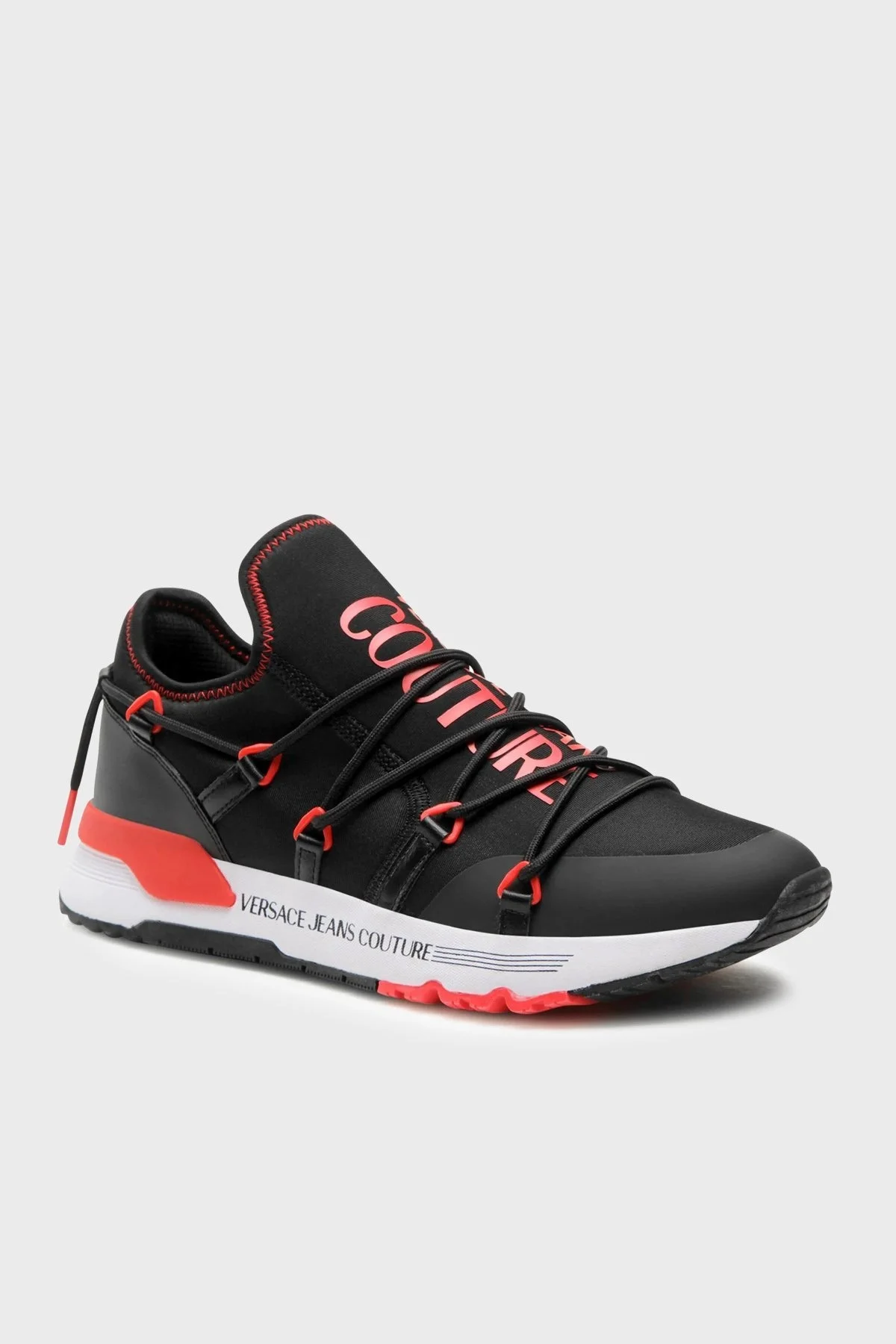 Versace Jeans Couture Logolu Sneaker Erkek Ayakkabı 74YA3SA6 ZS447 PV8 SİYAH-KIRMIZI - 1