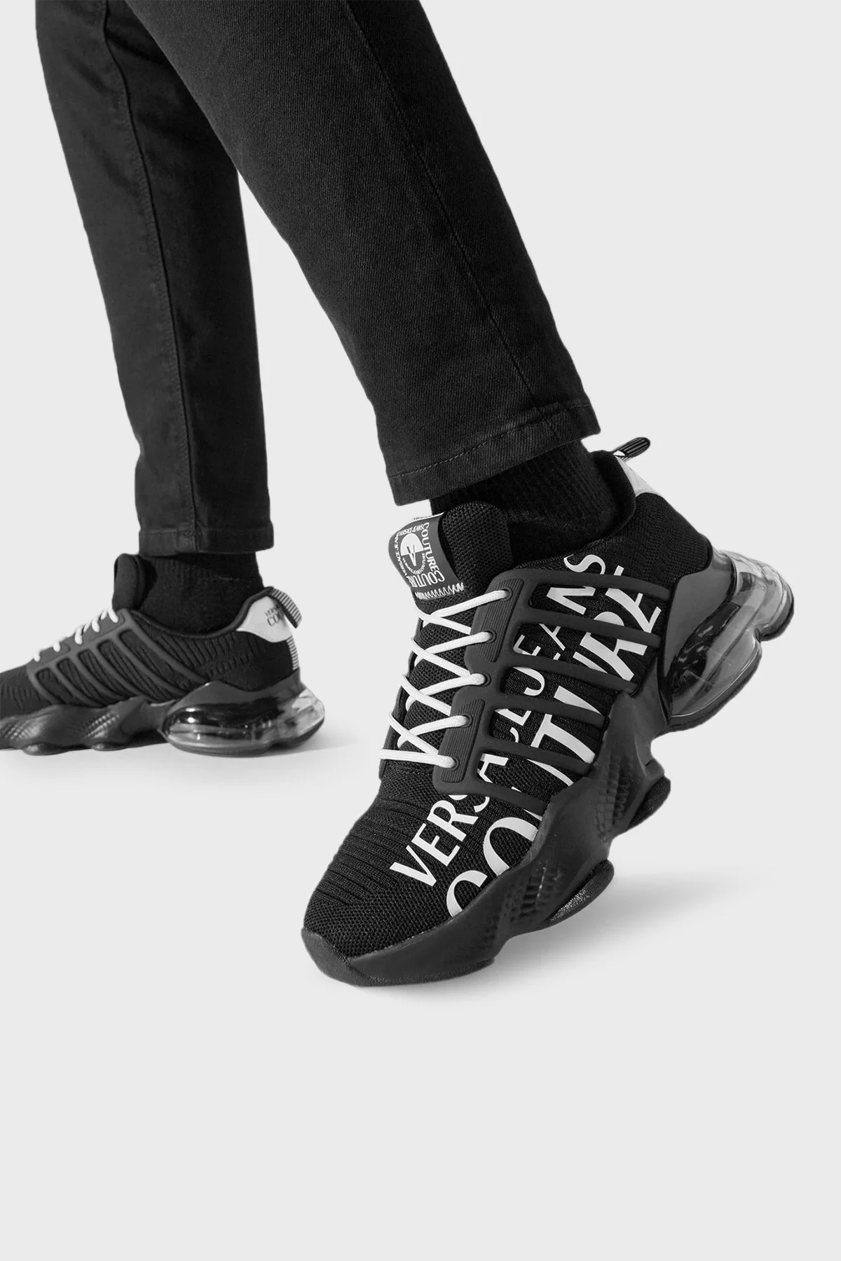 Versace Jeans Couture Logolu Sneaker Erkek Ayakkabı 75YA3SU1 ZS849 899 SİYAH - 2