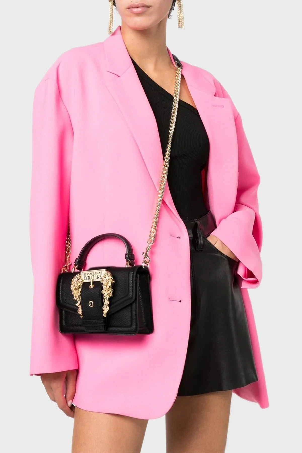 Versace Jeans Couture Logolu Zincir Askılı Bayan Çanta 73VA4BF6 ZS413 899 SİYAH - 2