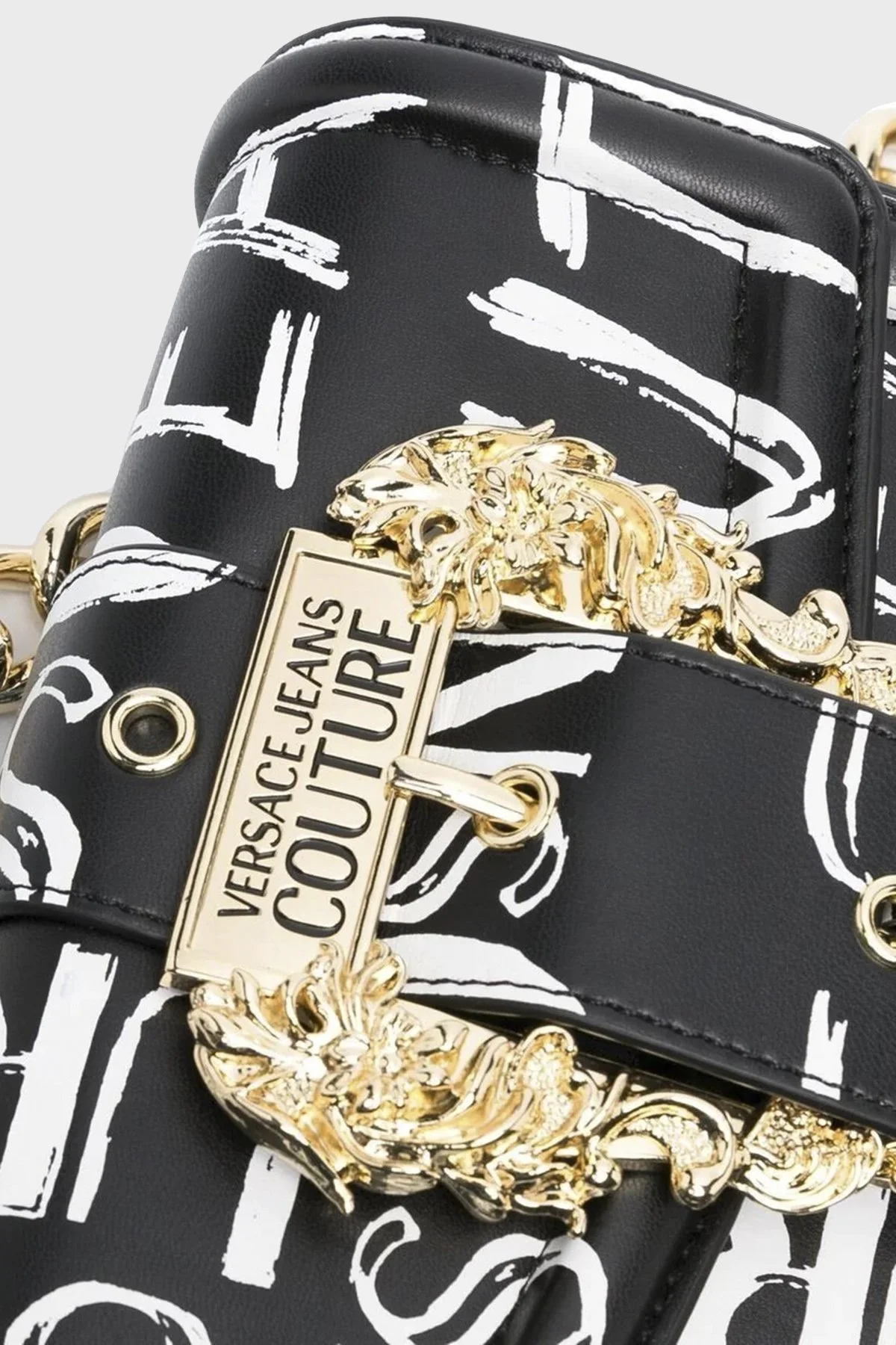 Versace Jeans Couture Logolu Zincir Askılı Bayan Çanta 74VA4BFC ZS610 L01 SİYAH-BEYAZ - 5