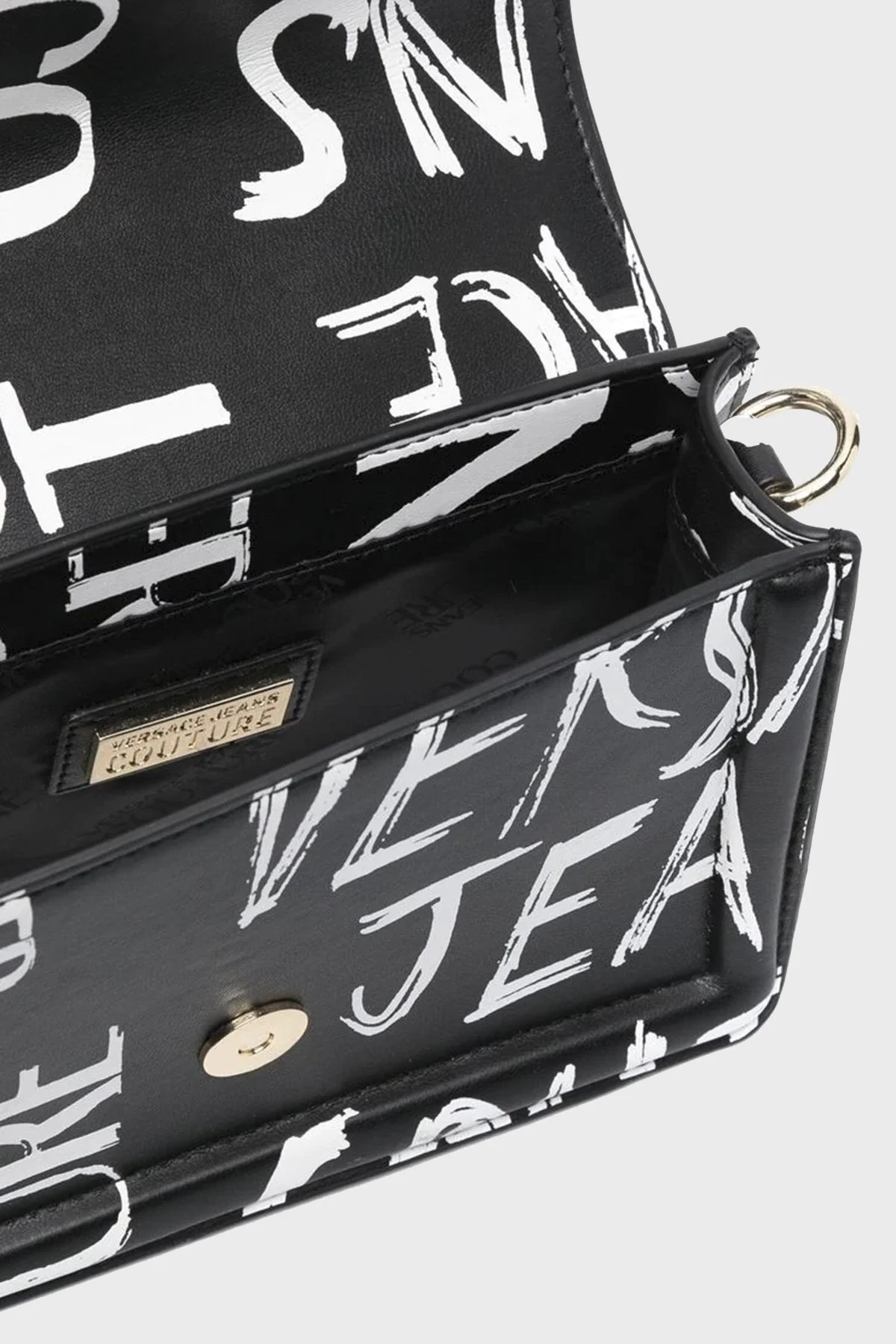 Versace Jeans Couture Logolu Zincir Askılı Bayan Çanta 74VA4BFC ZS610 L01 SİYAH-BEYAZ - 6