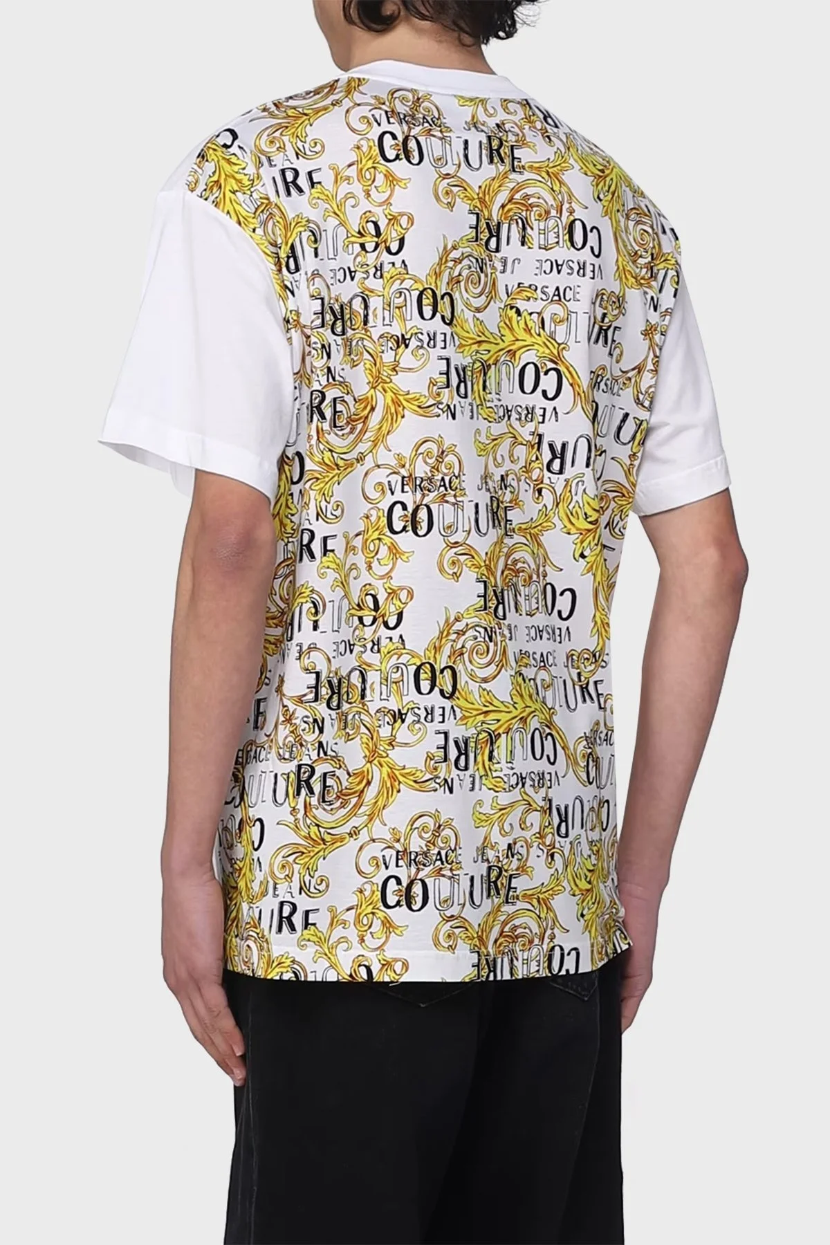 Versace Jeans Couture Pamuklu Bisiklet Yaka Erkek T Shirt 74GAH6R0 JS161 G03 BEYAZ - 2