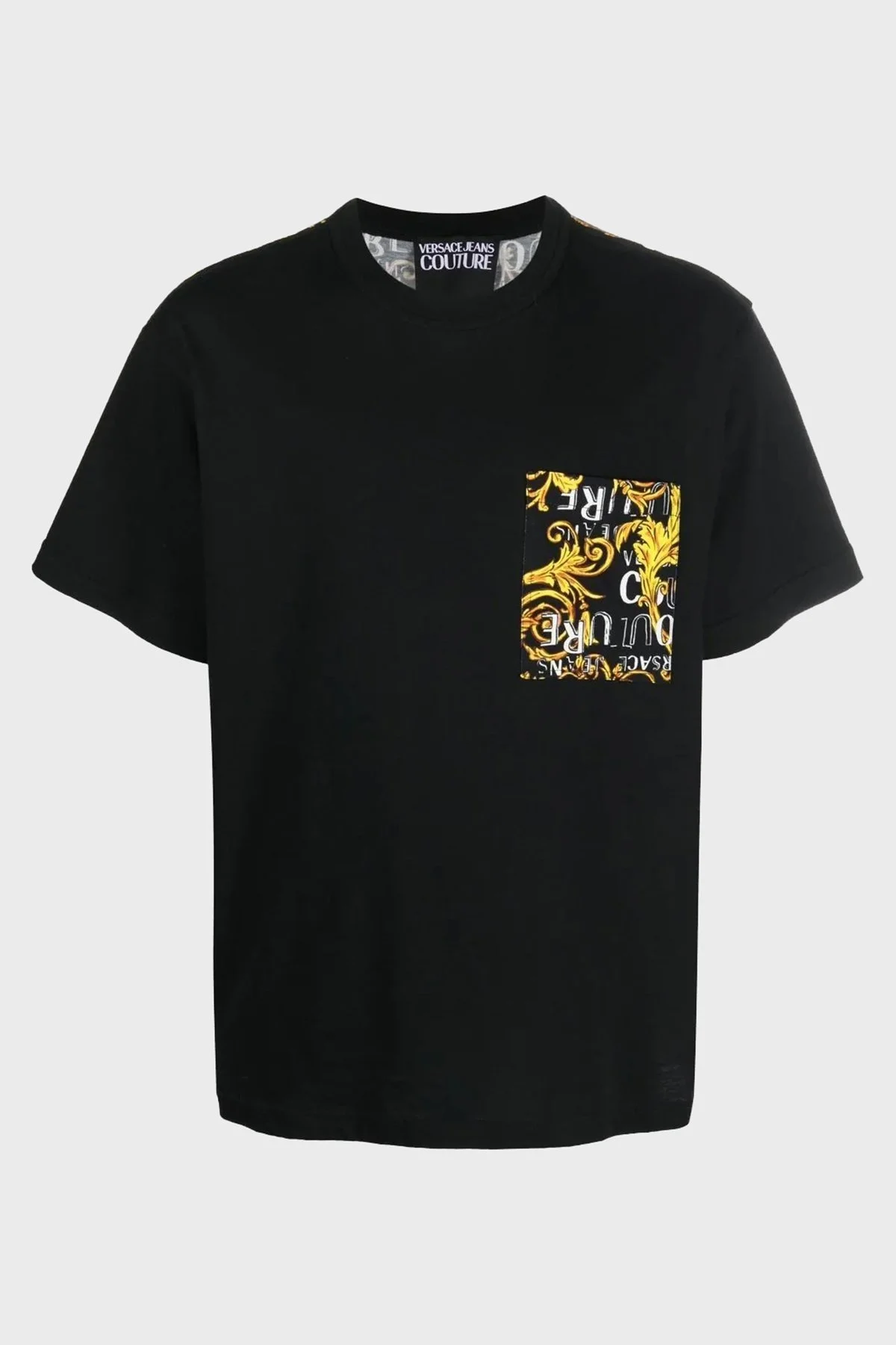 Versace Jeans Couture Pamuklu Bisiklet Yaka Erkek T Shirt 74GAH6R0 JS161 G89 SİYAH - 5