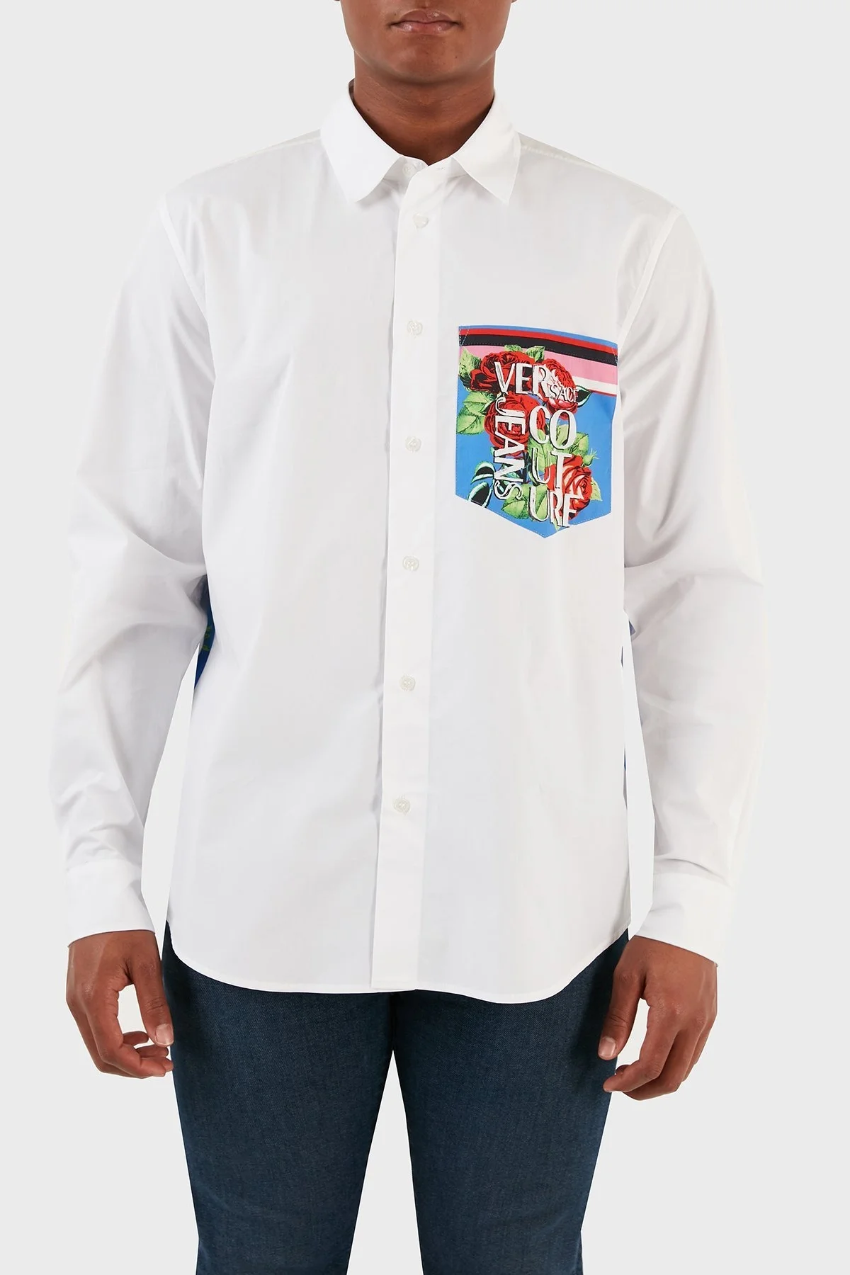 Versace Jeans Couture Pamuklu Desenli Slim Fit Erkek Gömlek 74GAL2RR N0132 003 BEYAZ - 7