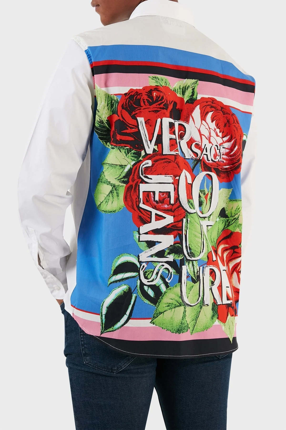 Versace Jeans Couture Pamuklu Desenli Slim Fit Erkek Gömlek 74GAL2RR N0132 003 BEYAZ - 9