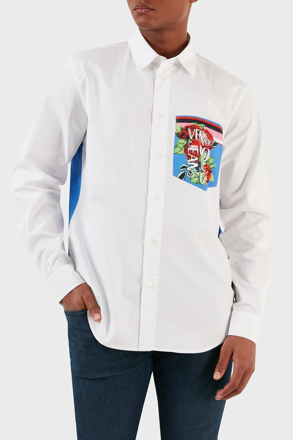 Versace Jeans Couture Pamuklu Desenli Slim Fit Erkek Gömlek 74GAL2RR N0132 003 BEYAZ - 10