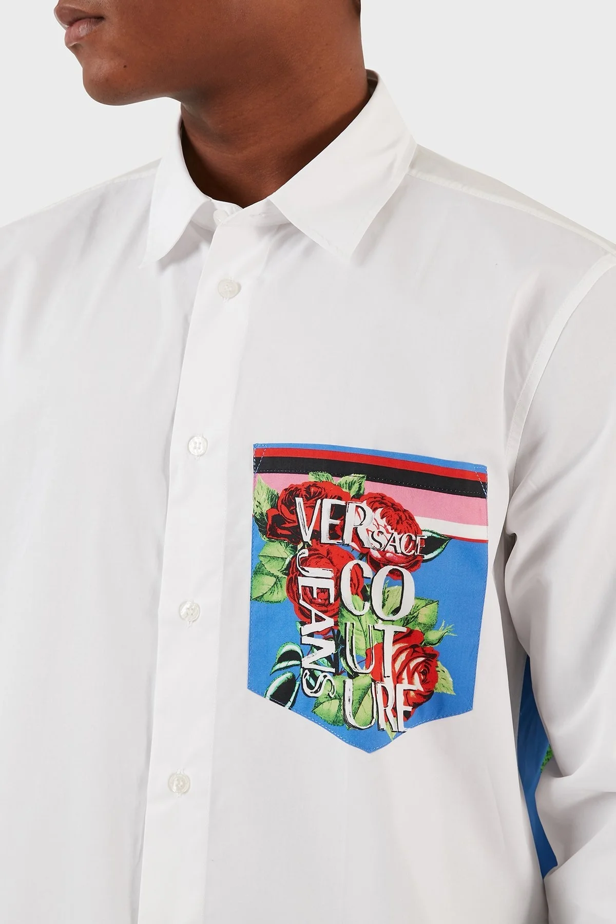 Versace Jeans Couture Pamuklu Desenli Slim Fit Erkek Gömlek 74GAL2RR N0132 003 BEYAZ - 11