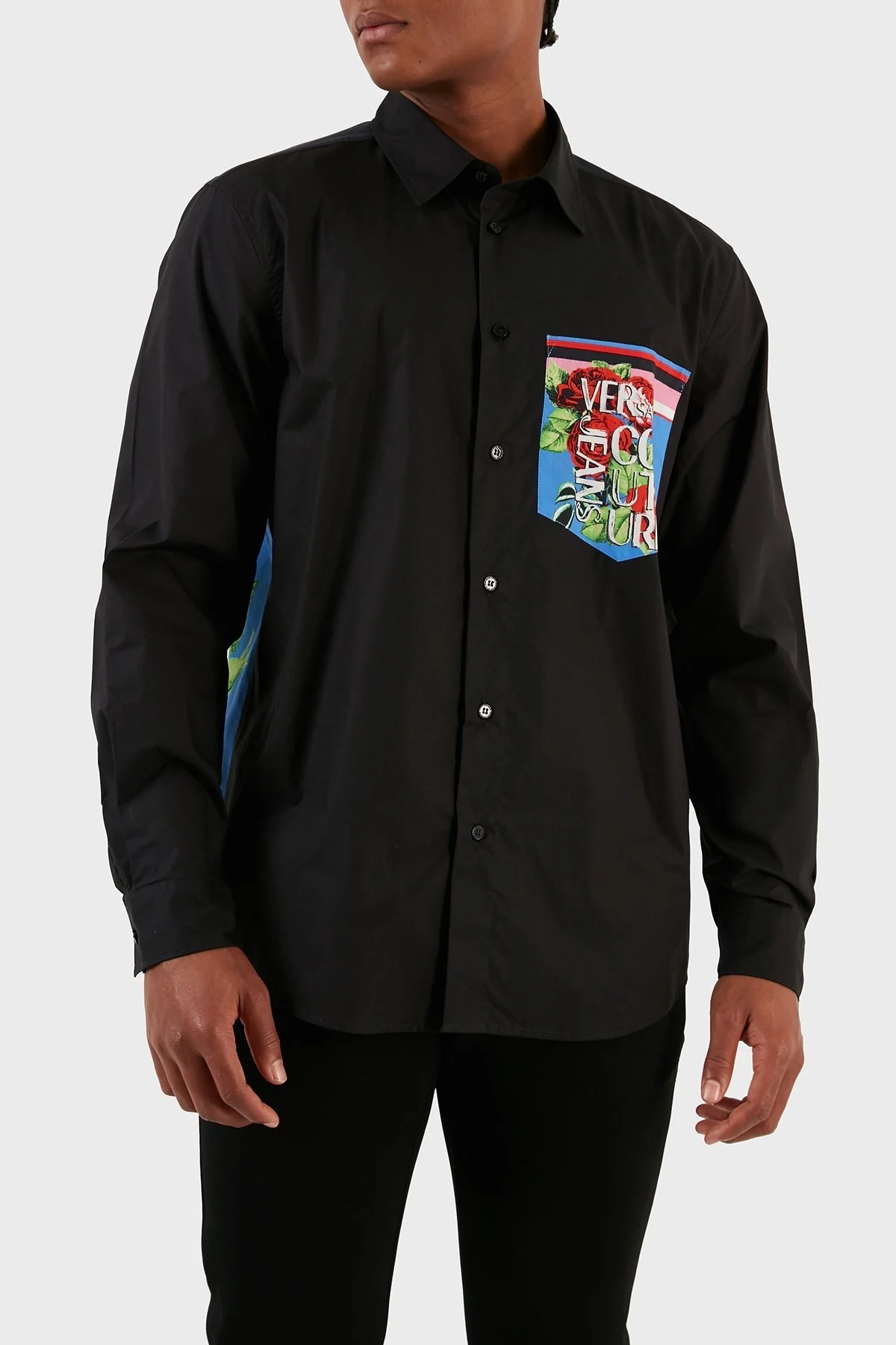 Versace Jeans Couture Pamuklu Desenli Slim Fit Erkek Gömlek 74GAL2RR N0132 899 SİYAH - 2