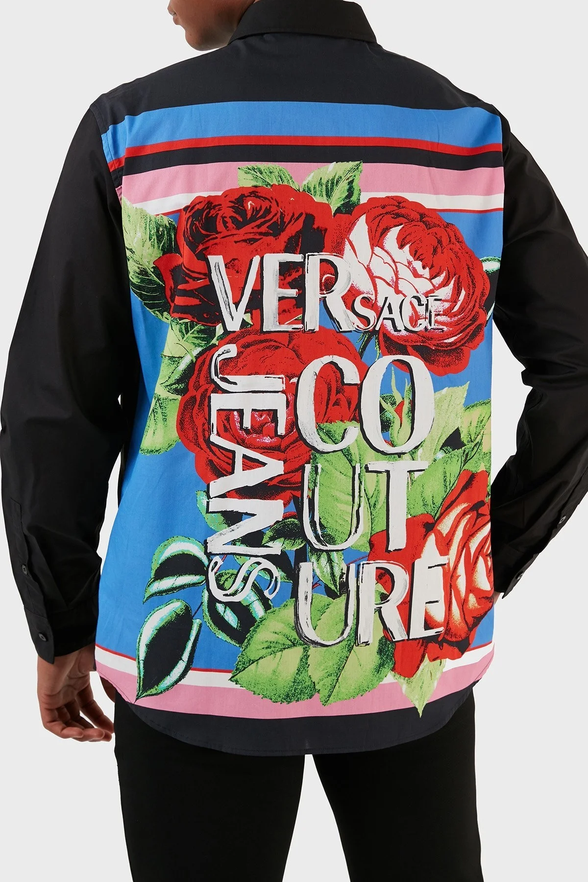 Versace Jeans Couture Pamuklu Desenli Slim Fit Erkek Gömlek 74GAL2RR N0132 899 SİYAH - 3