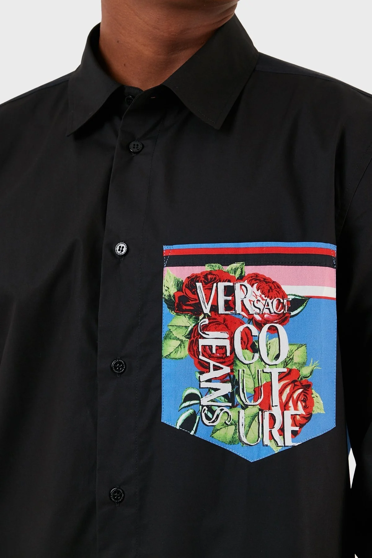 Versace Jeans Couture Pamuklu Desenli Slim Fit Erkek Gömlek 74GAL2RR N0132 899 SİYAH - 5