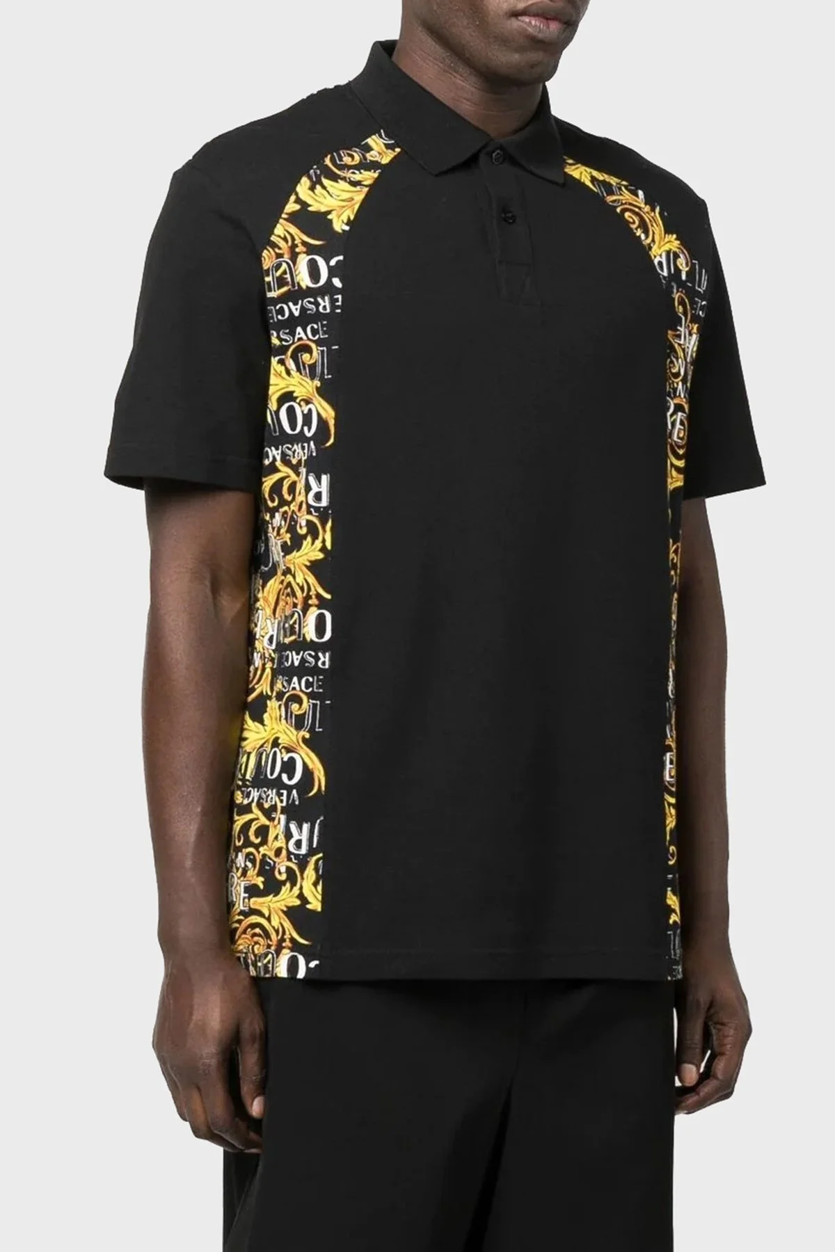 Versace Jeans Couture Pamuklu Düğmeli Erkek Polo Yaka T Shirt 74GAG613 JS149 G89 SİYAH - 1