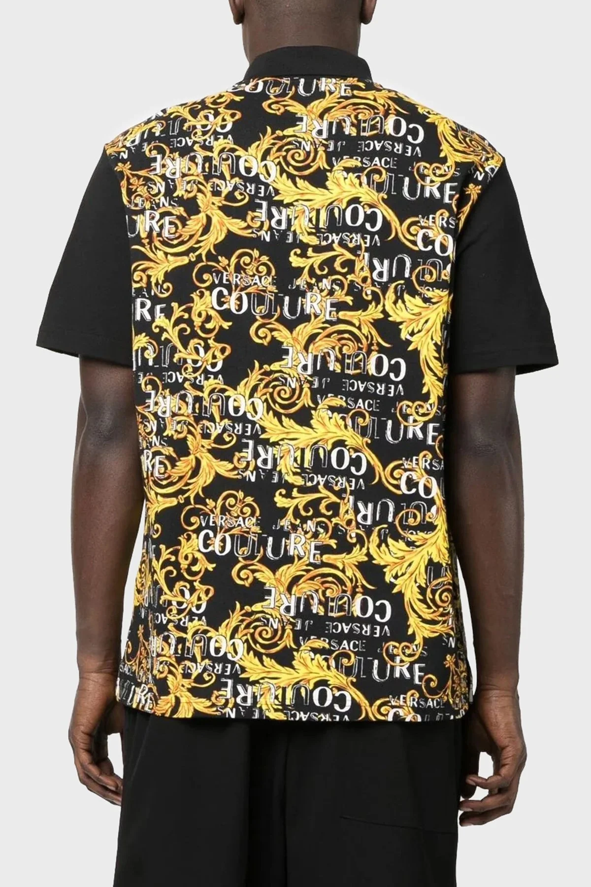 Versace Jeans Couture Pamuklu Düğmeli Erkek Polo Yaka T Shirt 74GAG613 JS149 G89 SİYAH - 2