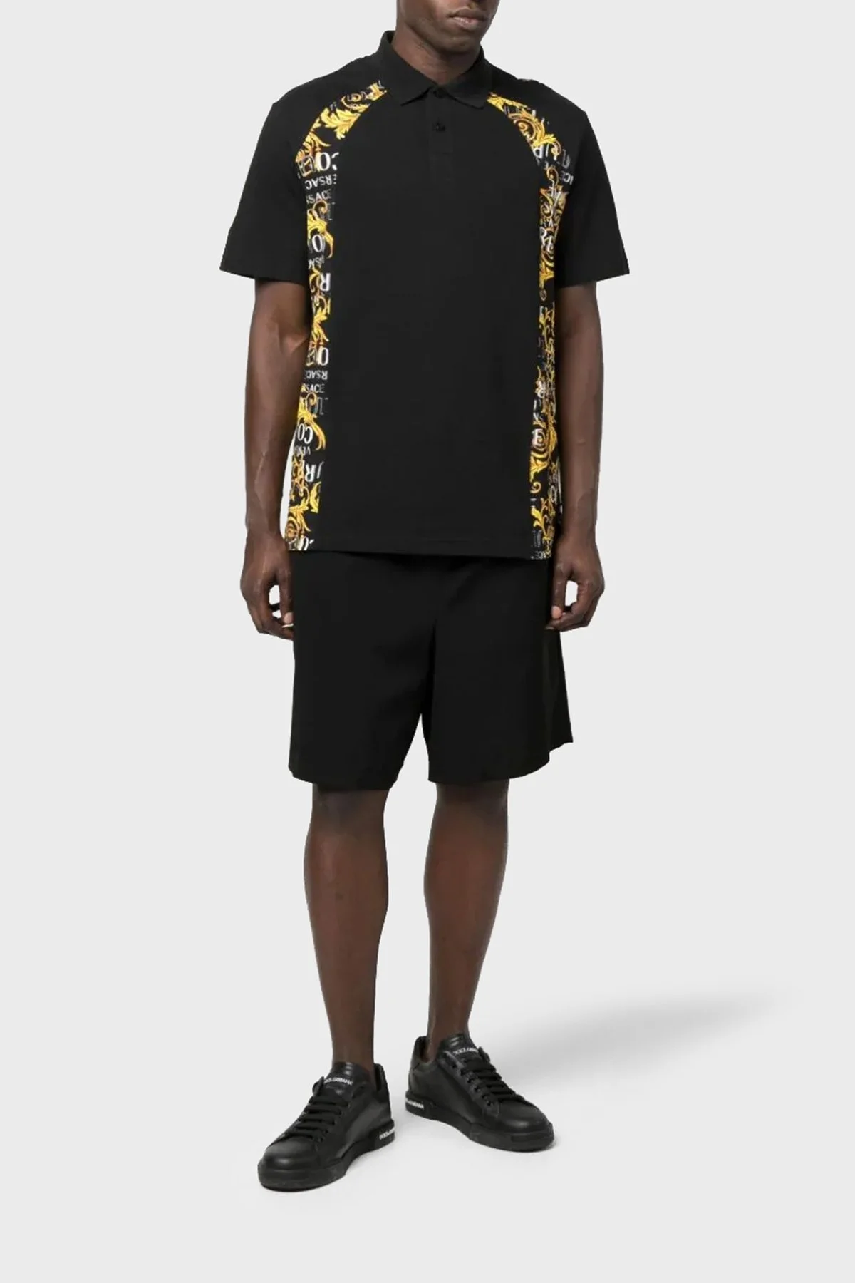 Versace Jeans Couture Pamuklu Düğmeli Erkek Polo Yaka T Shirt 74GAG613 JS149 G89 SİYAH - 3