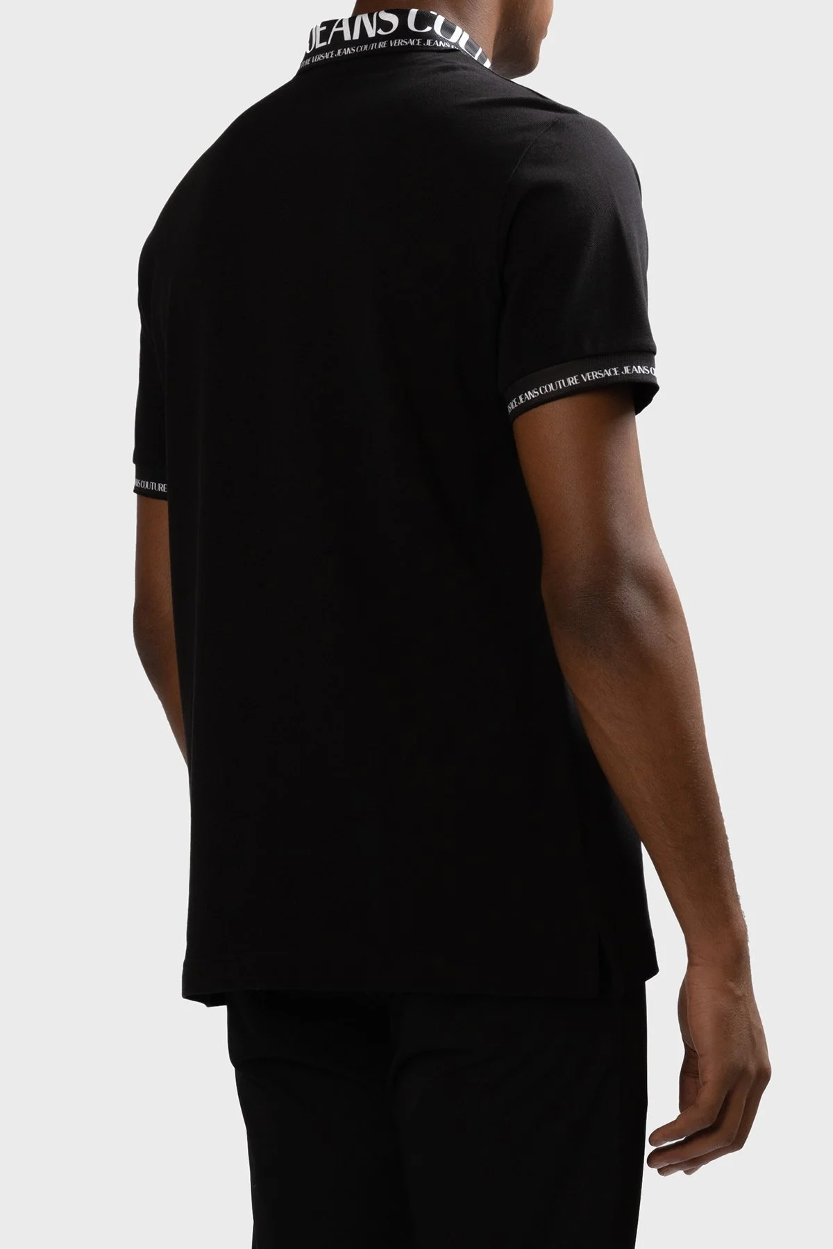 Versace Jeans Couture Pamuklu Düğmeli Erkek Polo Yaka T Shirt 74GAGT02 CJ01T 899 SİYAH - 3