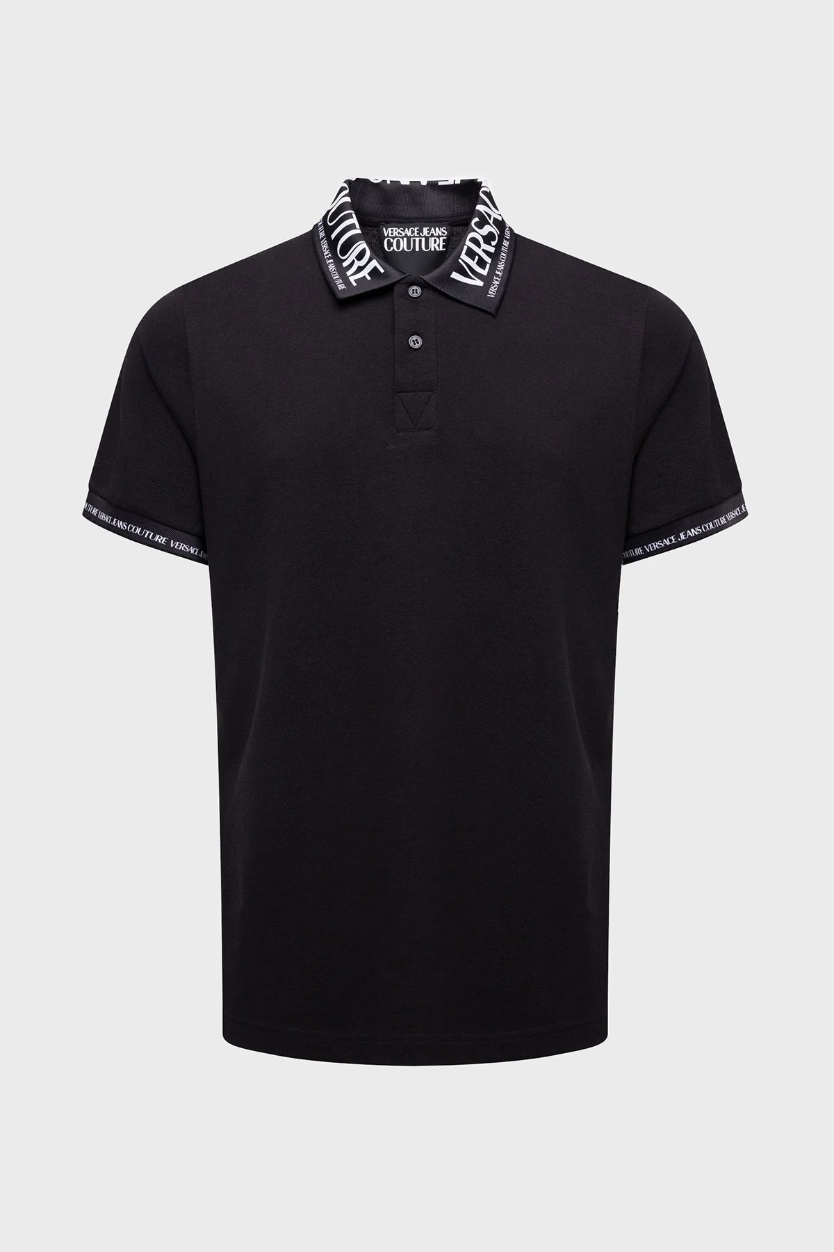 Versace Jeans Couture Pamuklu Düğmeli Erkek Polo Yaka T Shirt 74GAGT02 CJ01T 899 SİYAH - 6