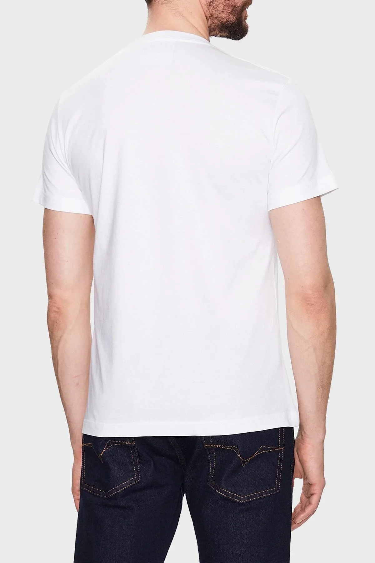 Versace Jeans Couture Pamuklu Logo Baskılı Bisiklet Yaka Regular Fit Erkek T Shirt 74GAHT01 CJ00T G03 BEYAZ - 2