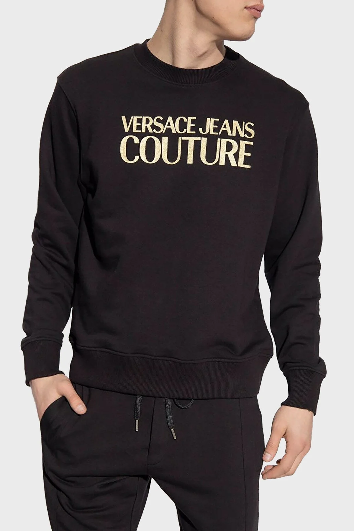 Versace Jeans Couture Pamuklu Logo Baskılı Regular Fit Erkek Sweat 74GAIT01 CF05T G89 SİYAH - 1