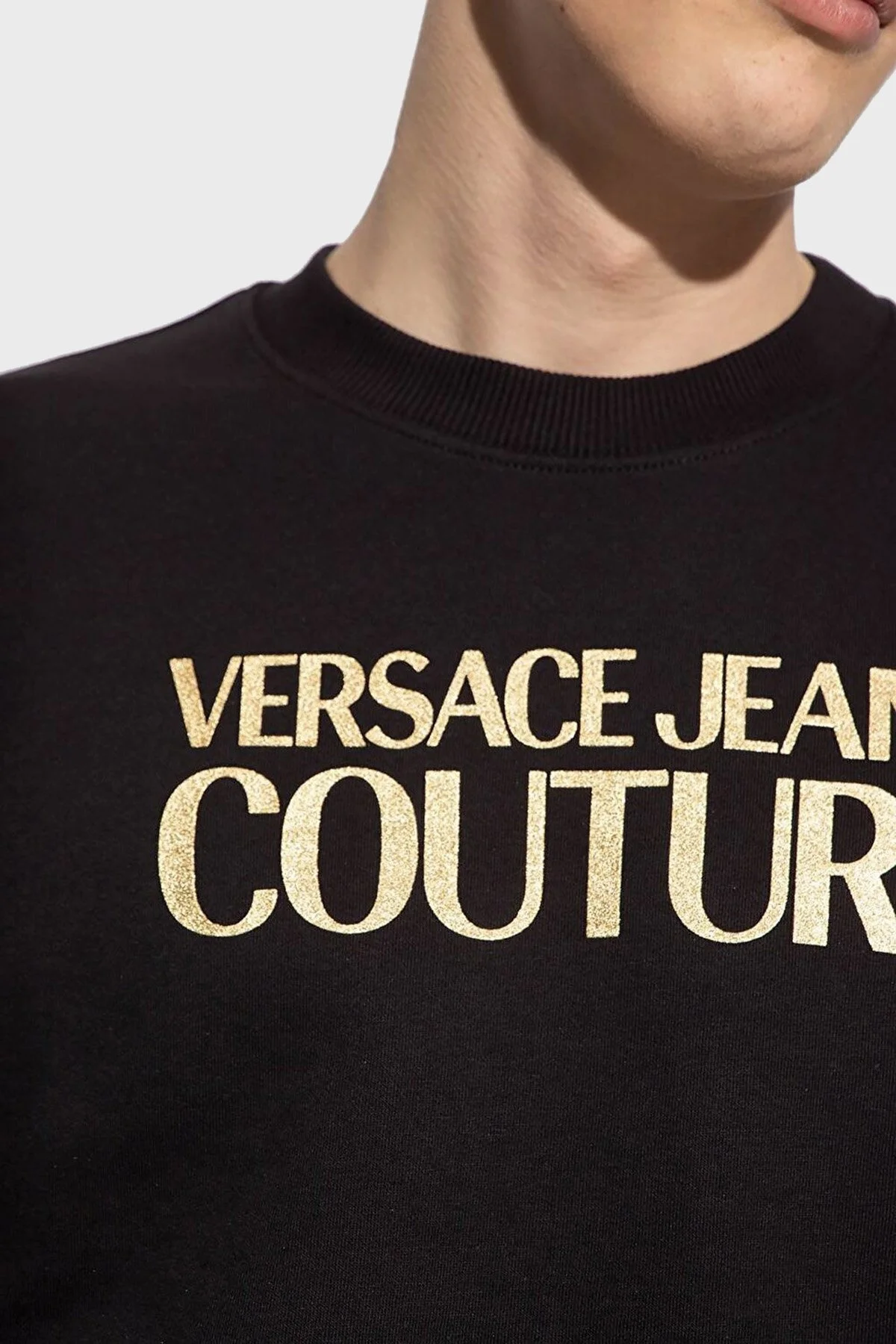 Versace Jeans Couture Pamuklu Logo Baskılı Regular Fit Erkek Sweat 74GAIT01 CF05T G89 SİYAH - 3
