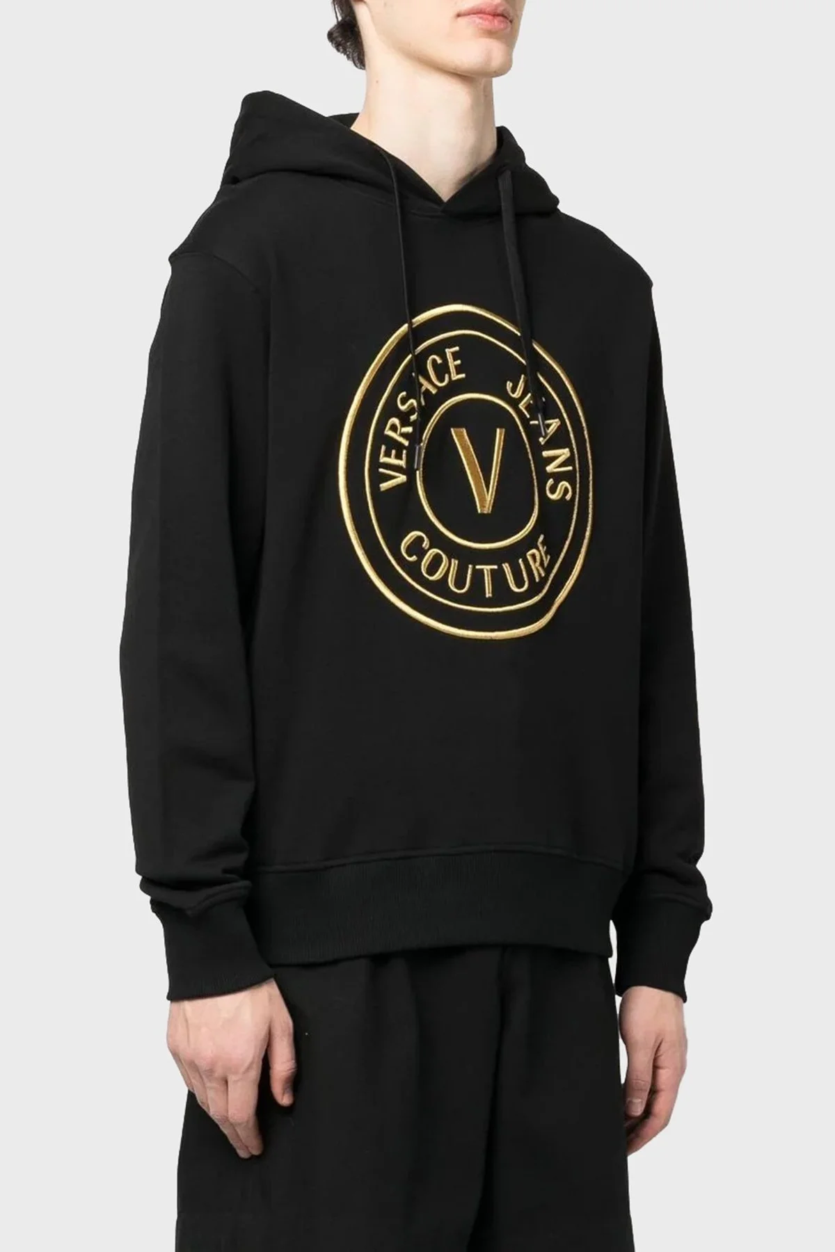 Versace Jeans Couture Pamuklu Loose Fit Kapüşonlu Erkek Sweat 74GAIT05 CF01T G89 SİYAH - 2