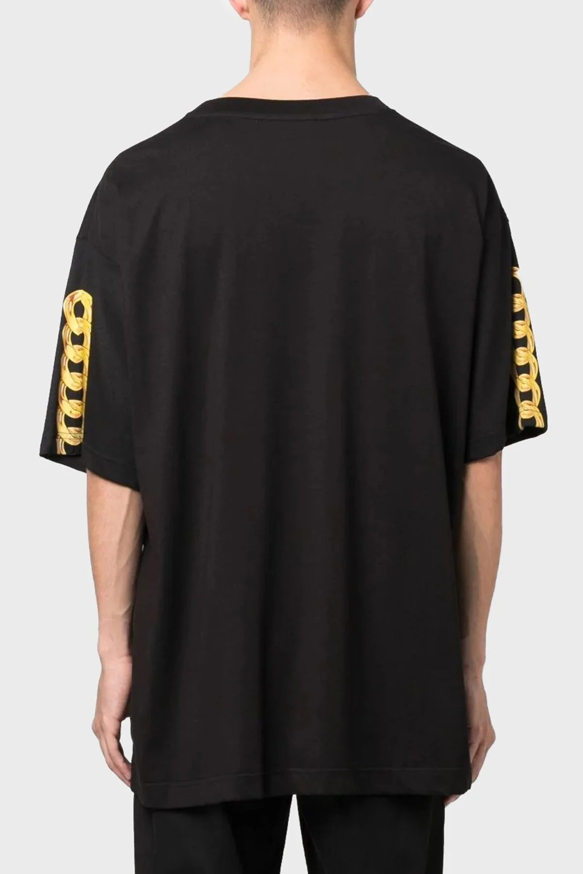 Versace Jeans Couture Pamuklu Oversize Erkek T Shirt 75GAHF01 CJ00F G89 SİYAH GOLD - 8