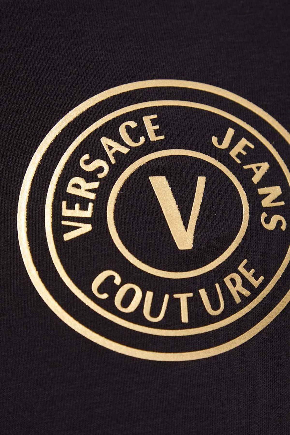 Versace Jeans Couture Pamuklu Regular Fit Bisiklet Yaka Kadın T Shirt 76HAHT02 CJ03T G89 SİYAH - 5