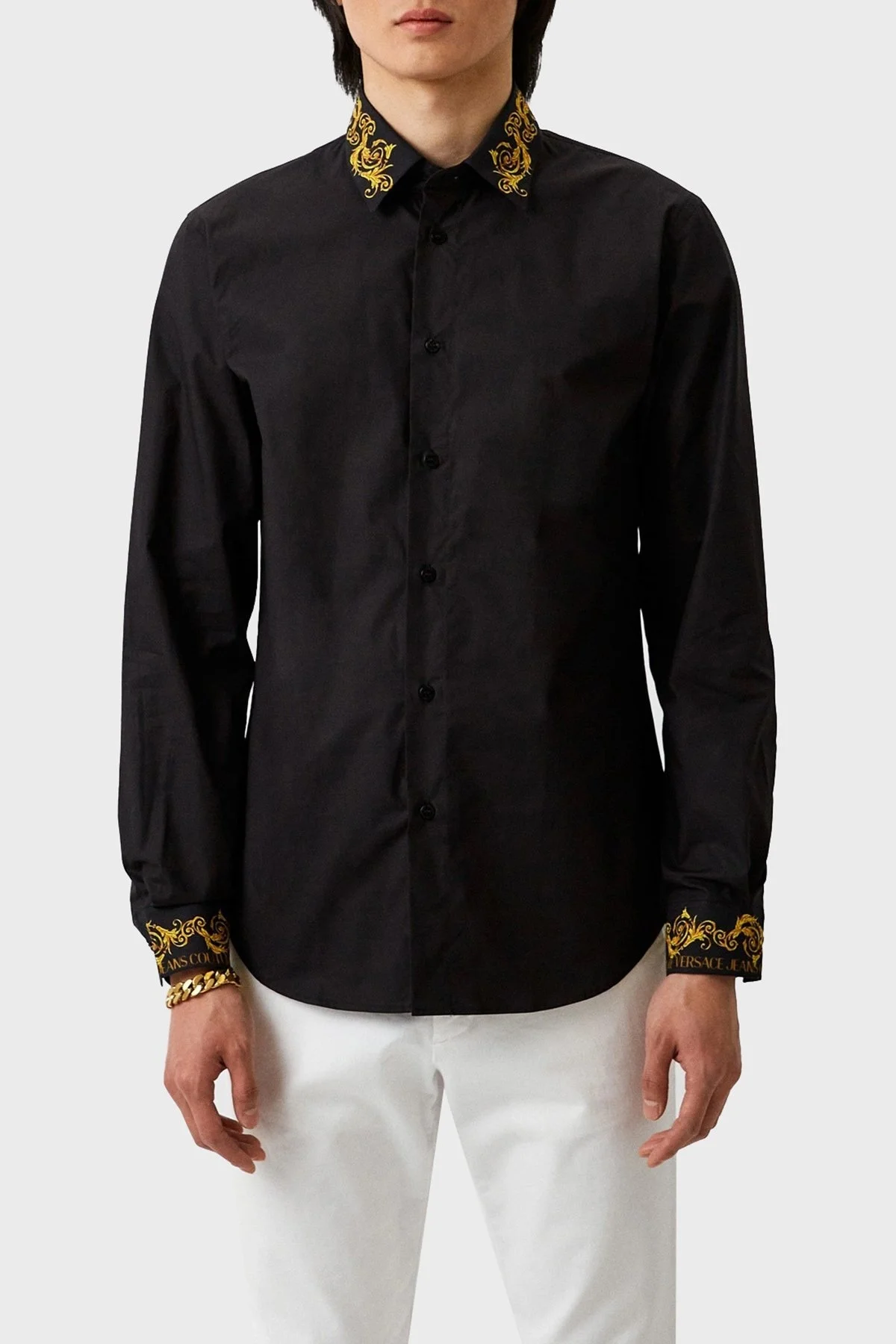 Versace Jeans Couture Pamuklu Regular Fit Erkek Gömlek 74GAL2SB N0132 899 SİYAH - 1