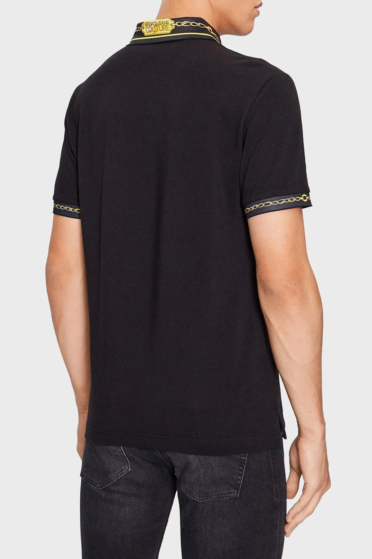 Versace Jeans Couture Pamuklu Regular Fit Erkek Polo Yaka T Shirt 75GAGT01 CJ01T G89 SİYAH - 2