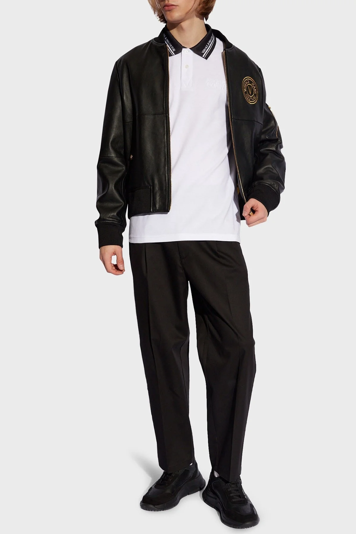 Versace Jeans Couture Pamuklu Regular Fit Erkek Polo Yaka T Shirt 76GAGT09 CJ01T 003 BEYAZ - 2