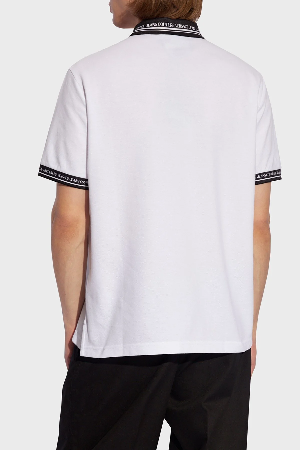 Versace Jeans Couture Pamuklu Regular Fit Erkek Polo Yaka T Shirt 76GAGT09 CJ01T 003 BEYAZ - 3