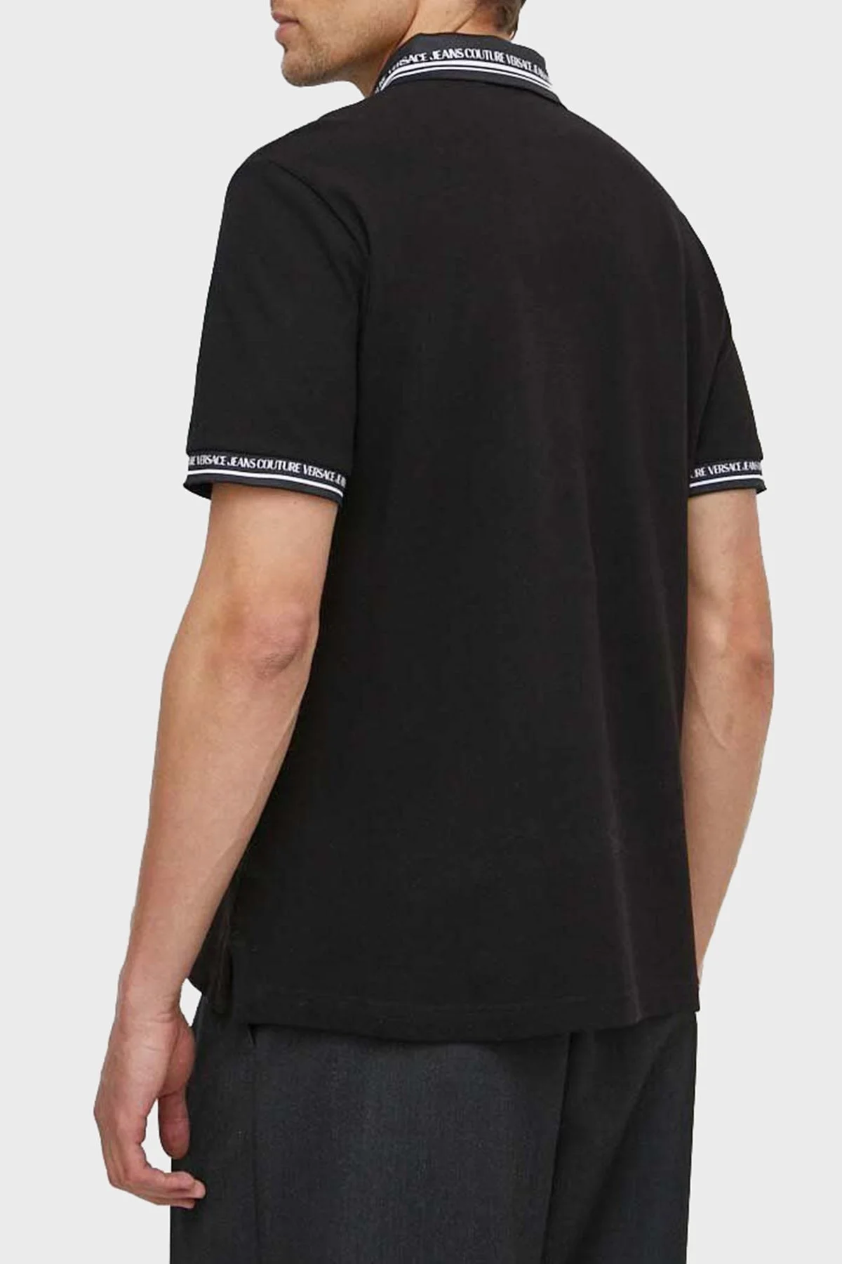 Versace Jeans Couture Pamuklu Regular Fit Erkek Polo Yaka T Shirt 76GAGT09 CJ01T 899 SİYAH - 3