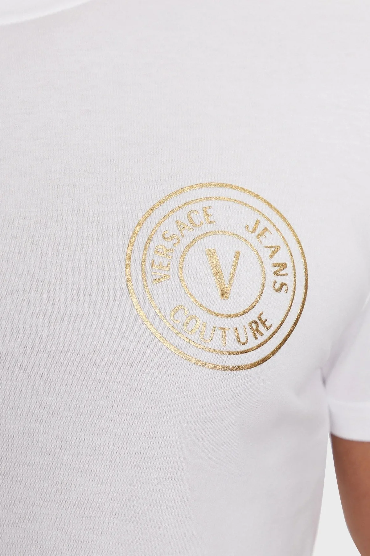 Versace Jeans Couture Pamuklu Regular Fit Erkek T Shirt 75GAHT06 CJ00T G03 BEYAZ - 4