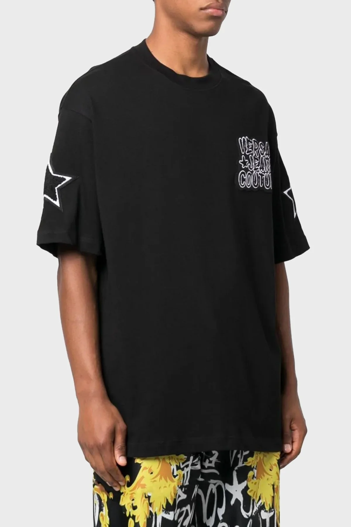 Versace Jeans Couture Pamuklu Relaxed Fit Erkek T Shirt 75GAH6O2 J0005 899 SİYAH - 1