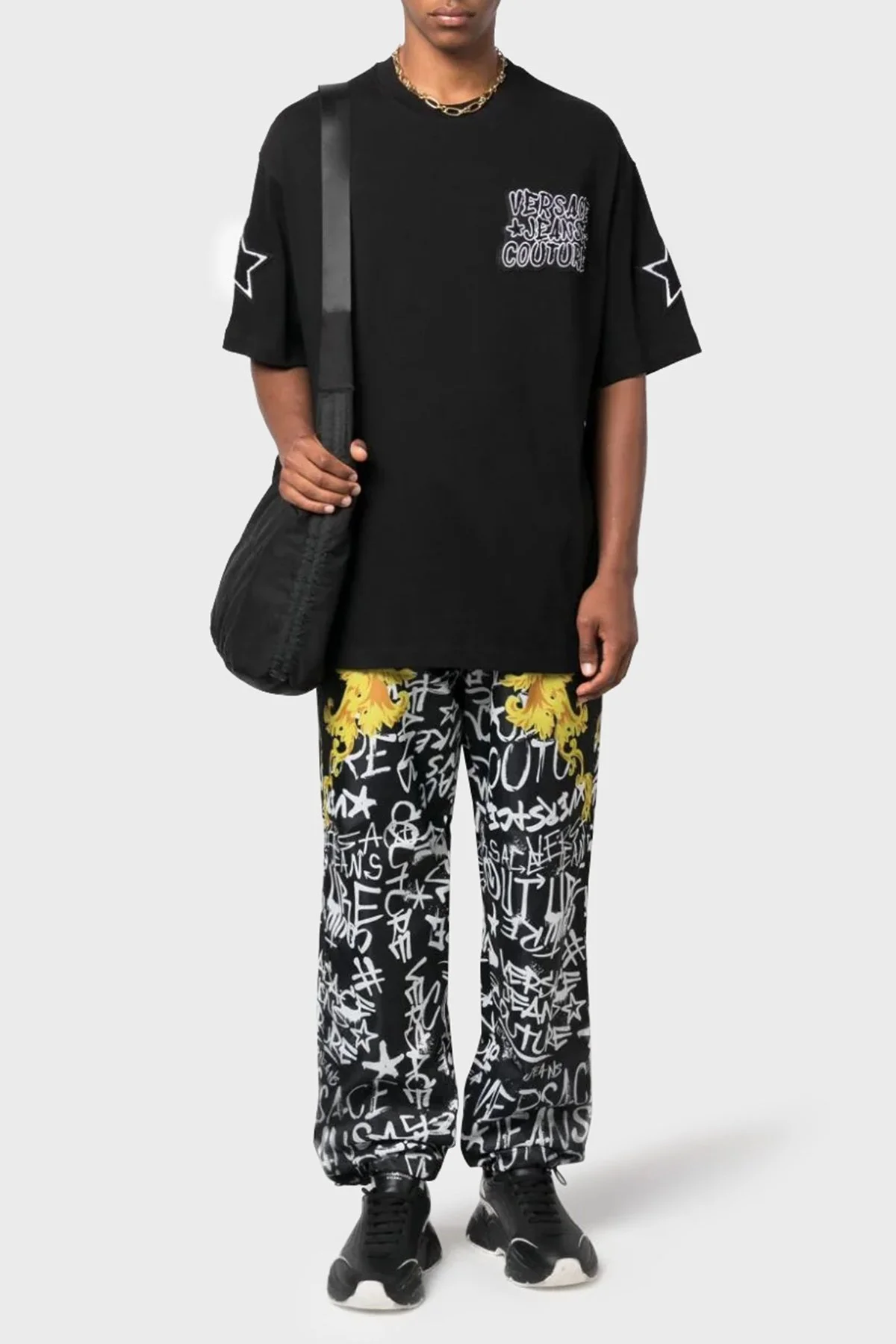 Versace Jeans Couture Pamuklu Relaxed Fit Erkek T Shirt 75GAH6O2 J0005 899 SİYAH - 3