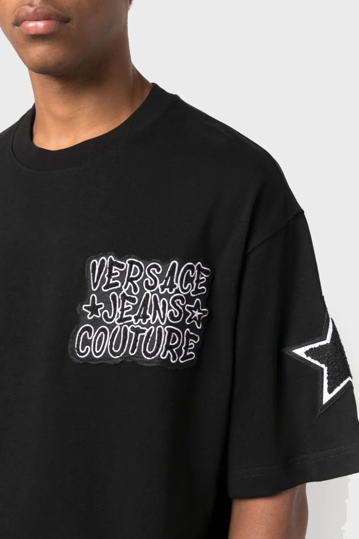 Versace Jeans Couture Pamuklu Relaxed Fit Erkek T Shirt 75GAH6O2 J0005 899 SİYAH - 4