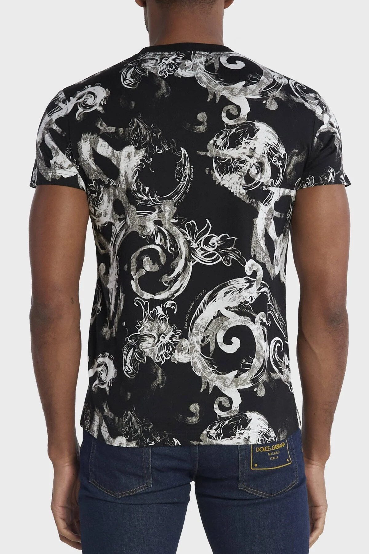 Versace Jeans Couture Pamuklu Slim Fit Bisiklet Yaka Erkek T Shirt 76GAH6S0 JS287 899 SİYAH - 3