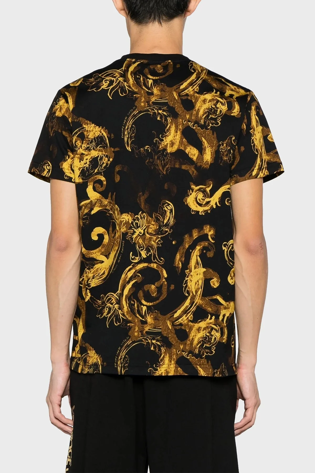 Versace Jeans Couture Pamuklu Slim Fit Bisiklet Yaka Erkek T Shirt 76GAH6S0 JS287 G89 SİYAH-GOLD - 2