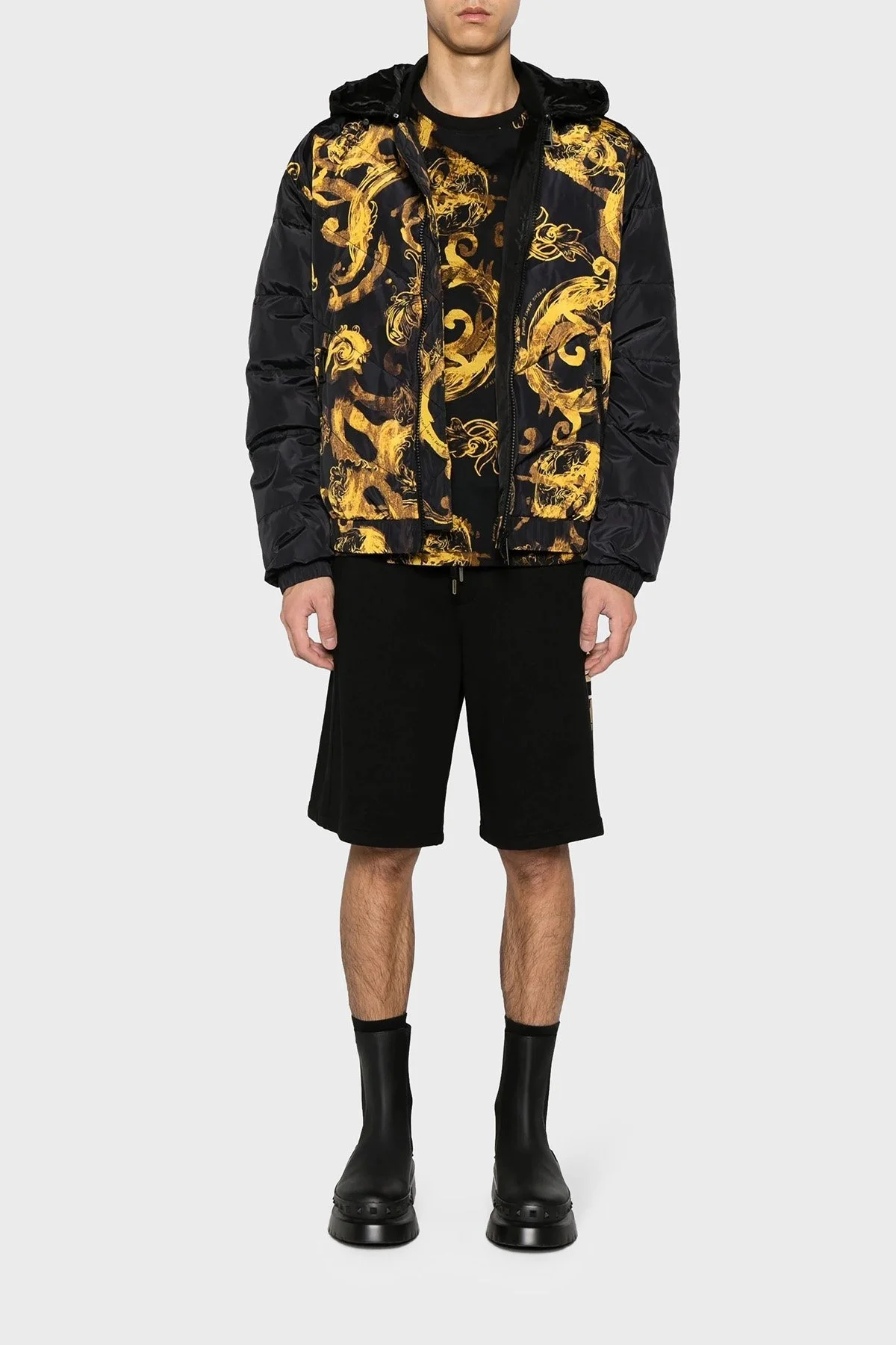 Versace Jeans Couture Pamuklu Slim Fit Bisiklet Yaka Erkek T Shirt 76GAH6S0 JS287 G89 SİYAH-GOLD - 3