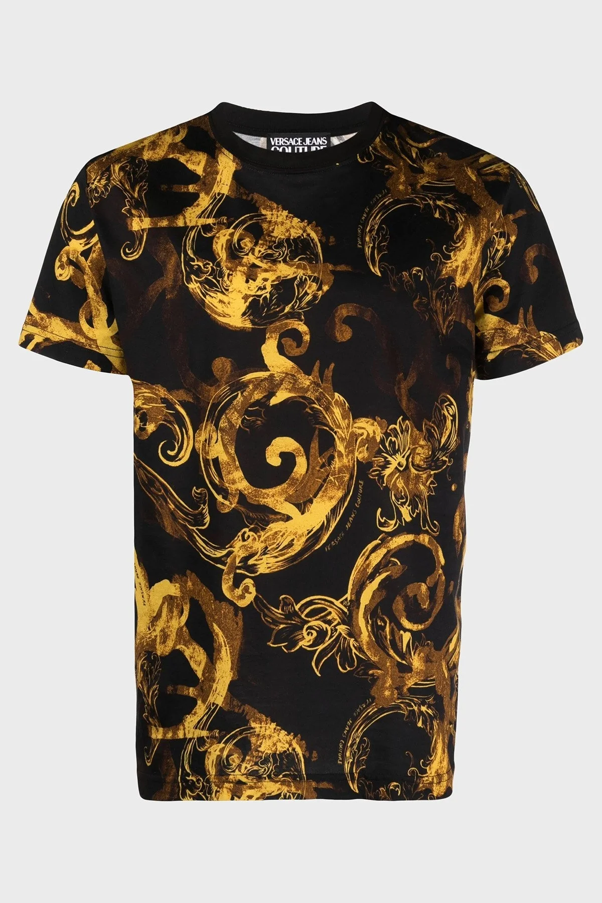 Versace Jeans Couture Pamuklu Slim Fit Bisiklet Yaka Erkek T Shirt 76GAH6S0 JS287 G89 SİYAH-GOLD - 5