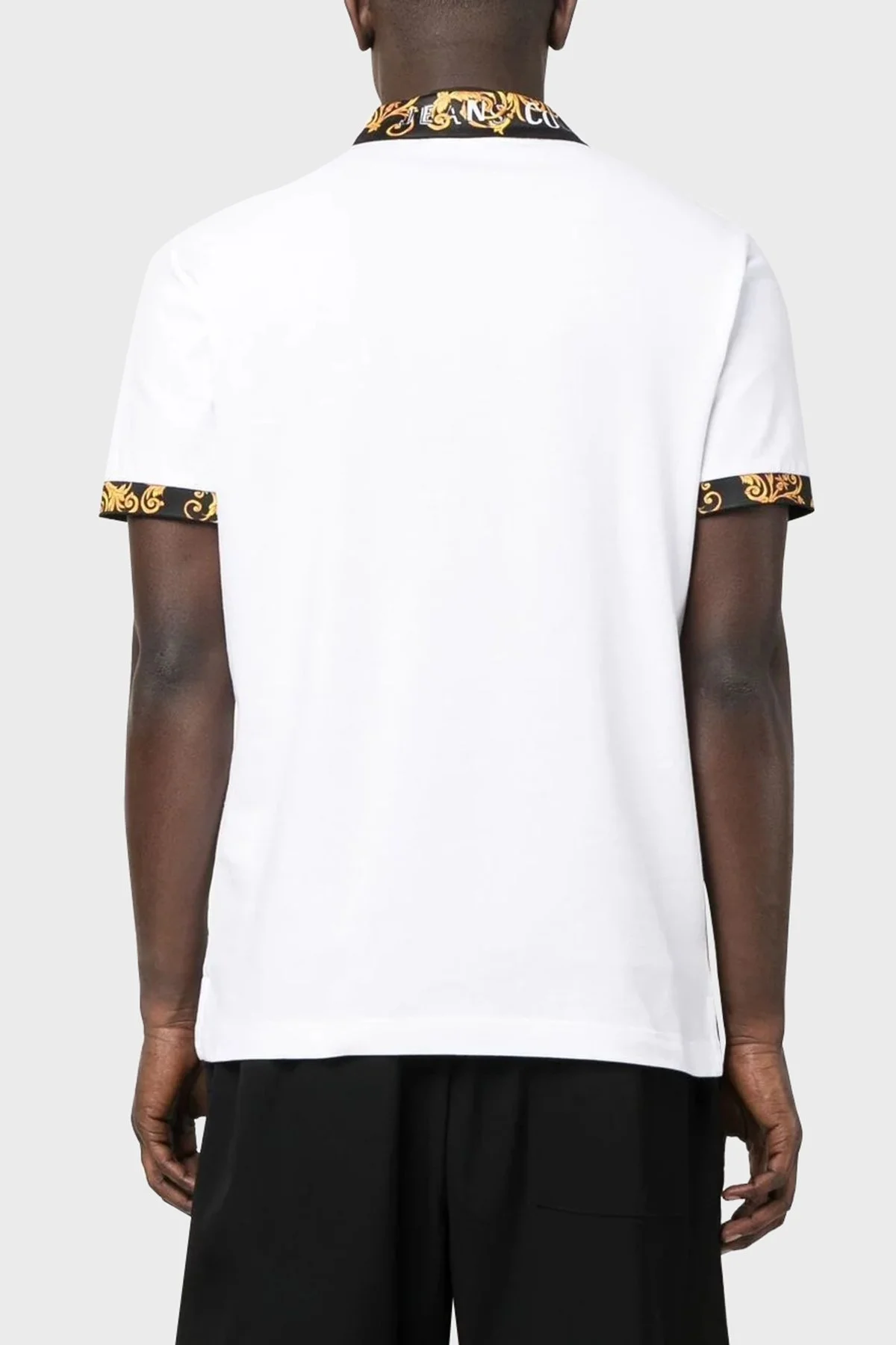 Versace Jeans Couture Pamuklu Slim Fit Erkek Polo Yaka T Shirt 74GAGT18 CJ01T 003 BEYAZ - 2