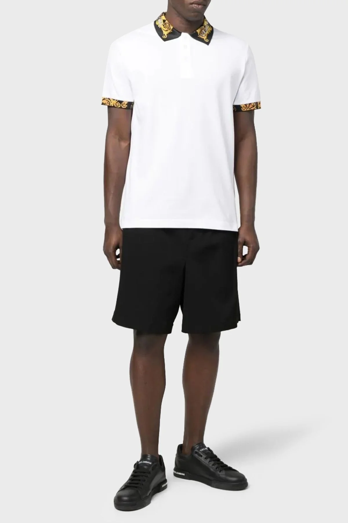 Versace Jeans Couture Pamuklu Slim Fit Erkek Polo Yaka T Shirt 74GAGT18 CJ01T 003 BEYAZ - 3