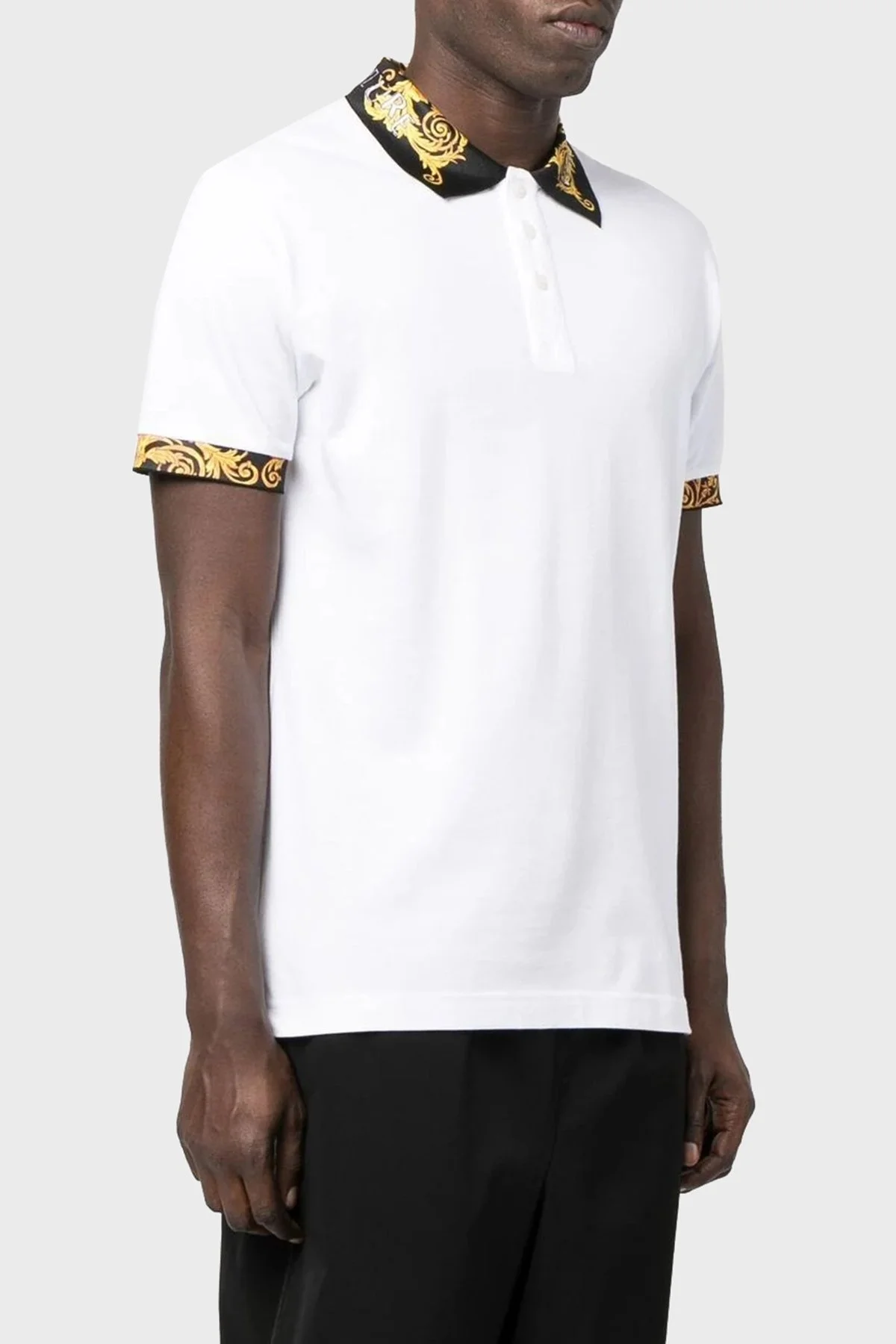 Versace Jeans Couture Pamuklu Slim Fit Erkek Polo Yaka T Shirt 74GAGT18 CJ01T 003 BEYAZ - 5